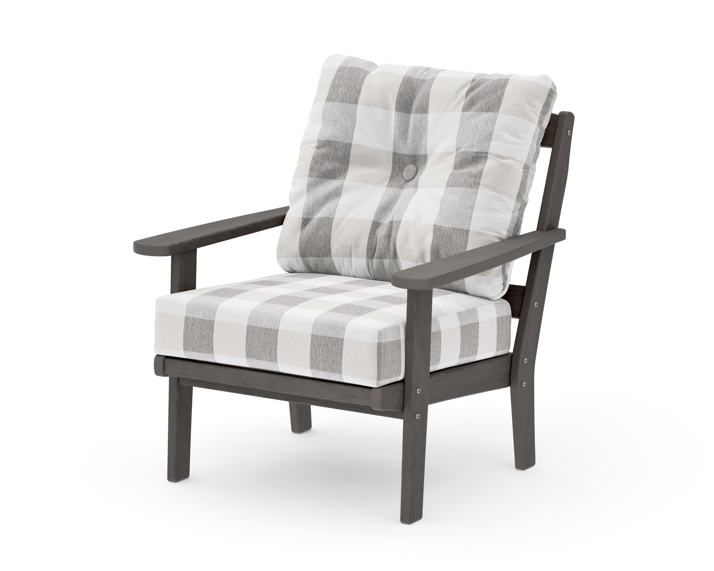 Mission Deep Seating Chair in Driftwood / Buffalo Plaid Grey Mist