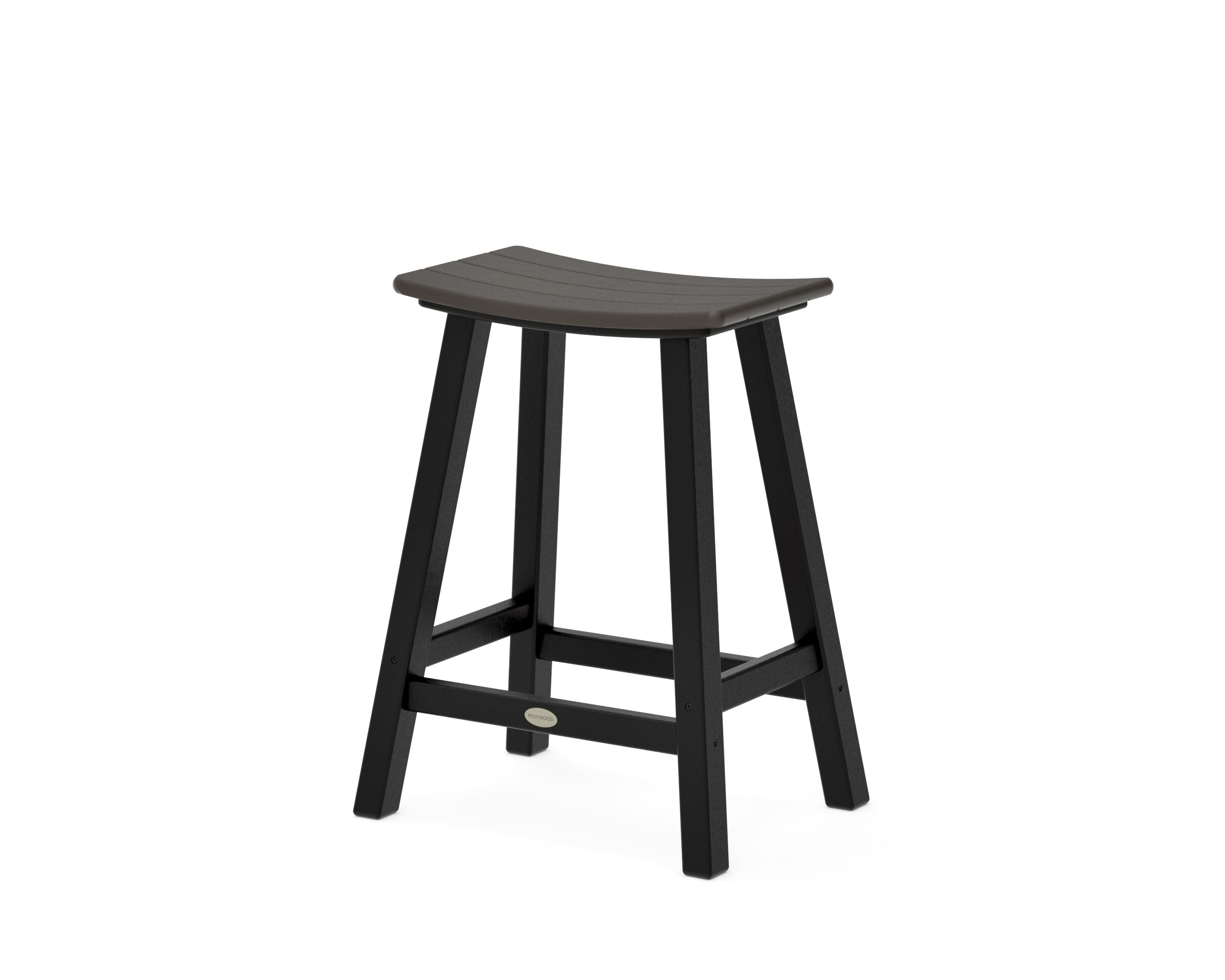 Contempo 24" Saddle Counter Stool in Black / Vintage Coffee
