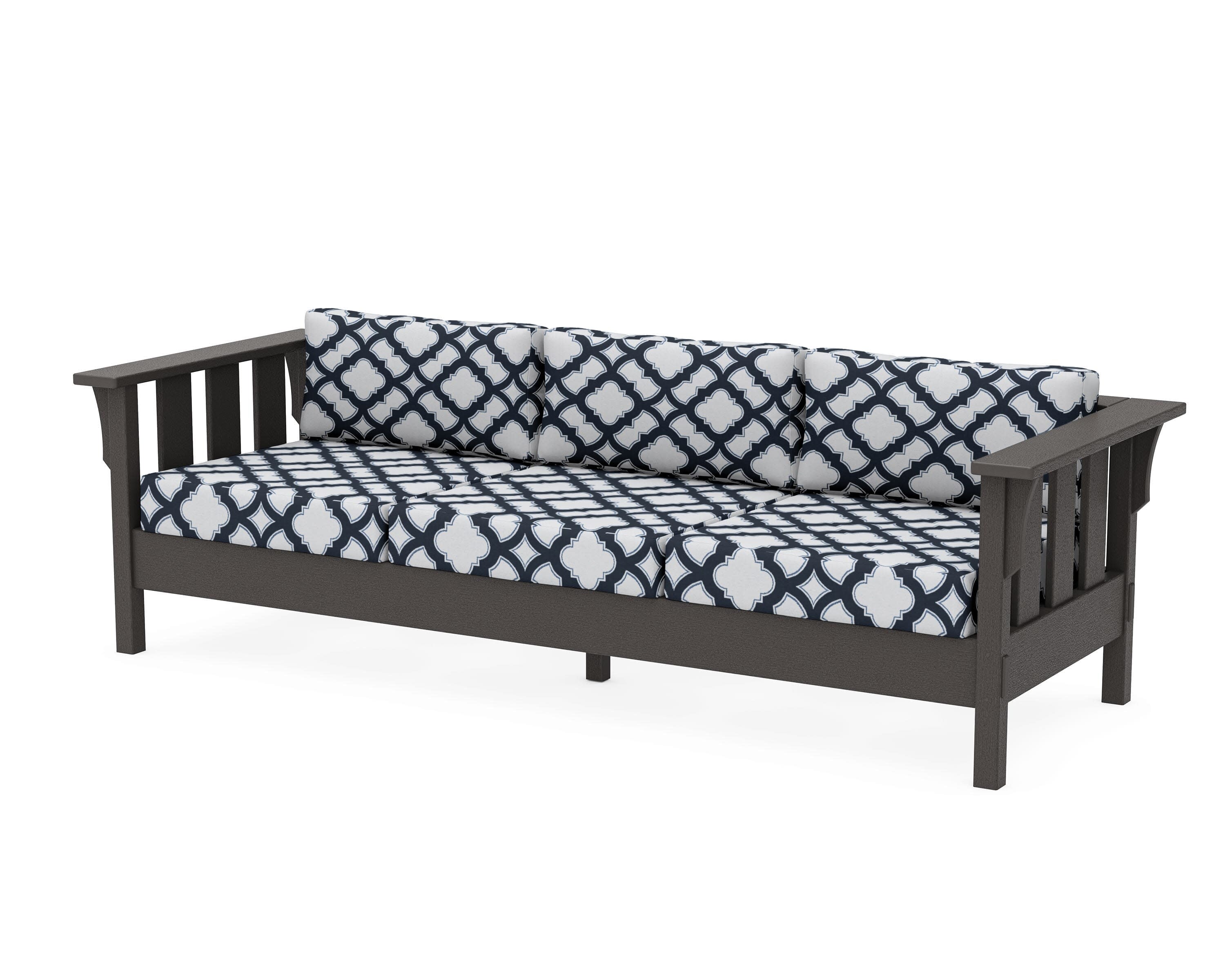 Acadia Deep Seating Sofa in Vintage Coffee / Trellis Marine Indigo