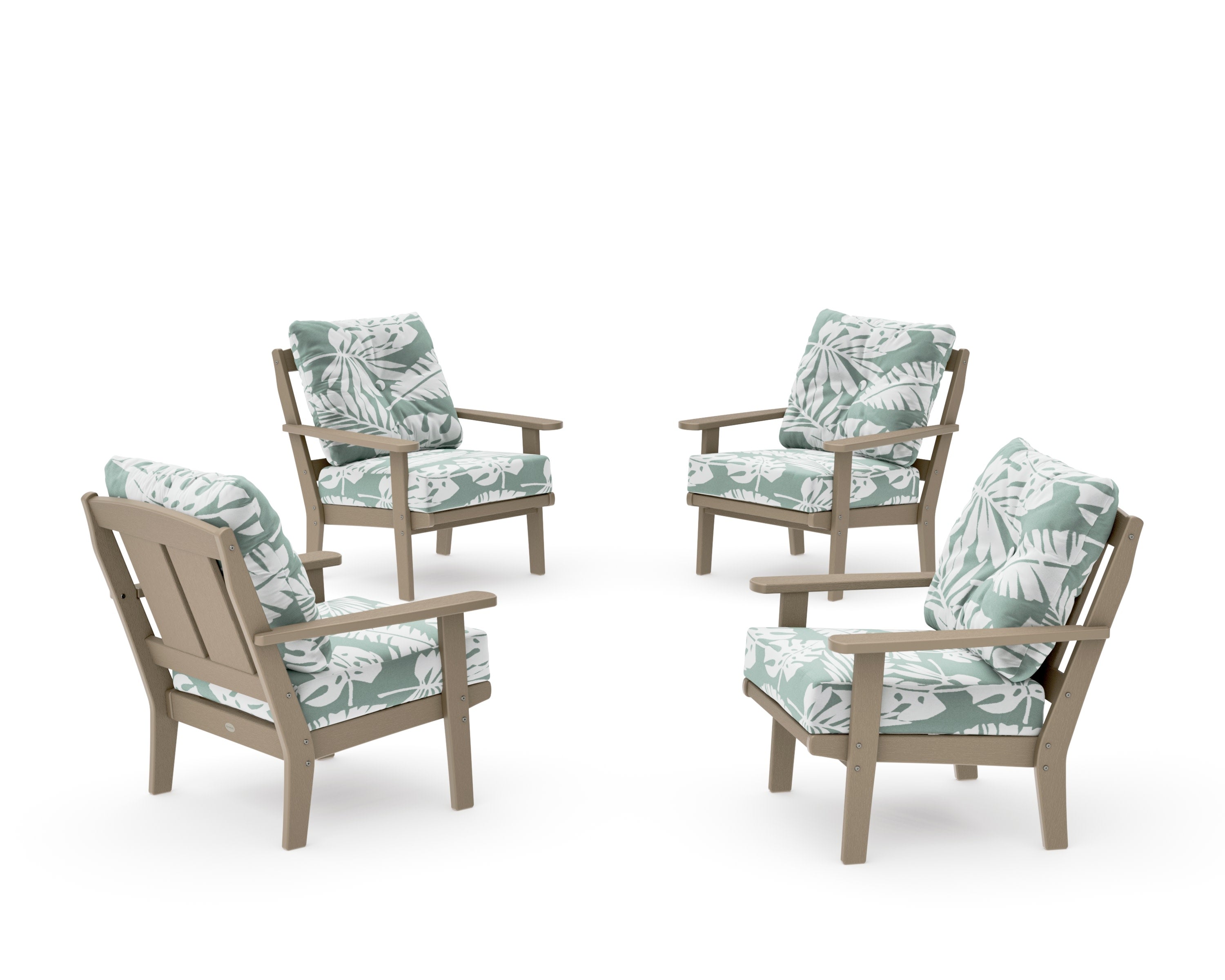 Mission 5-Piece Deep Seating Set with Fire Pit Table in Vintage Sahara / Leaf Glacier Spa