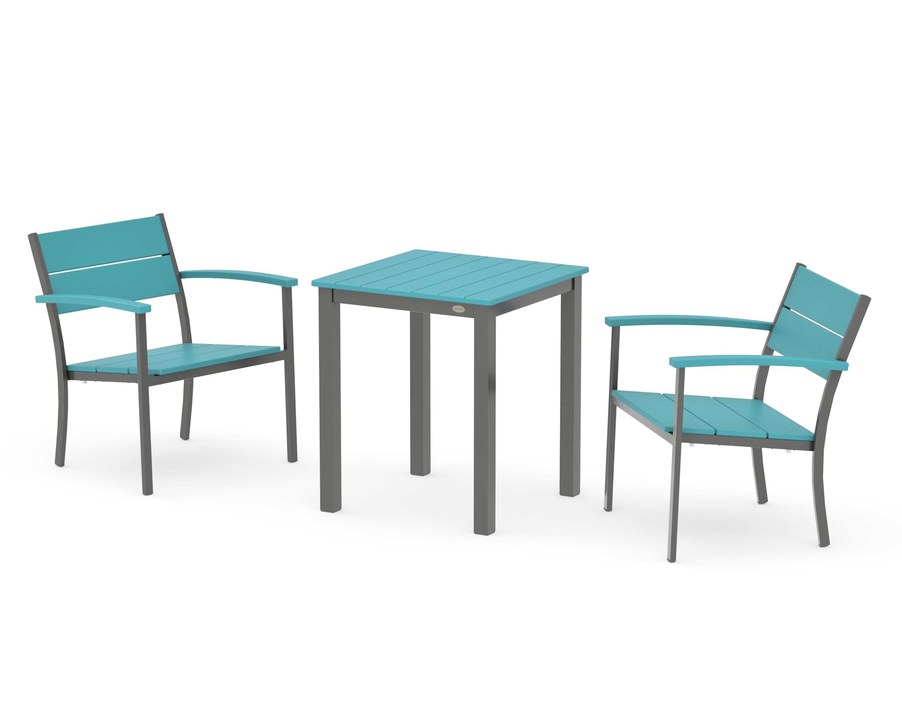 Main Street 3-Piece Square Dining Set in Charcoal / Aruba