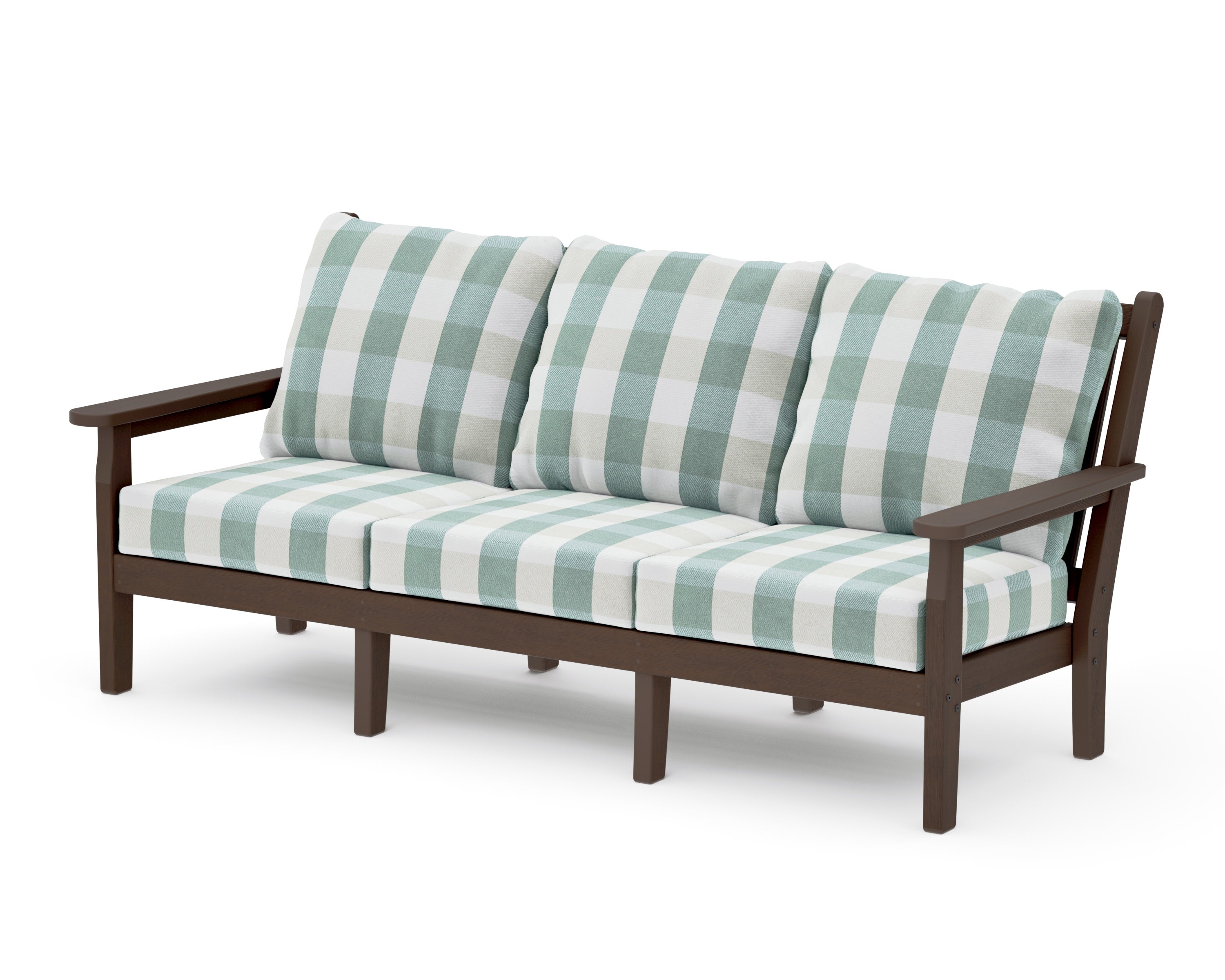 Chippendale Deep Seating Sofa in Kona / Buffalo Plaid Glacier Spa
