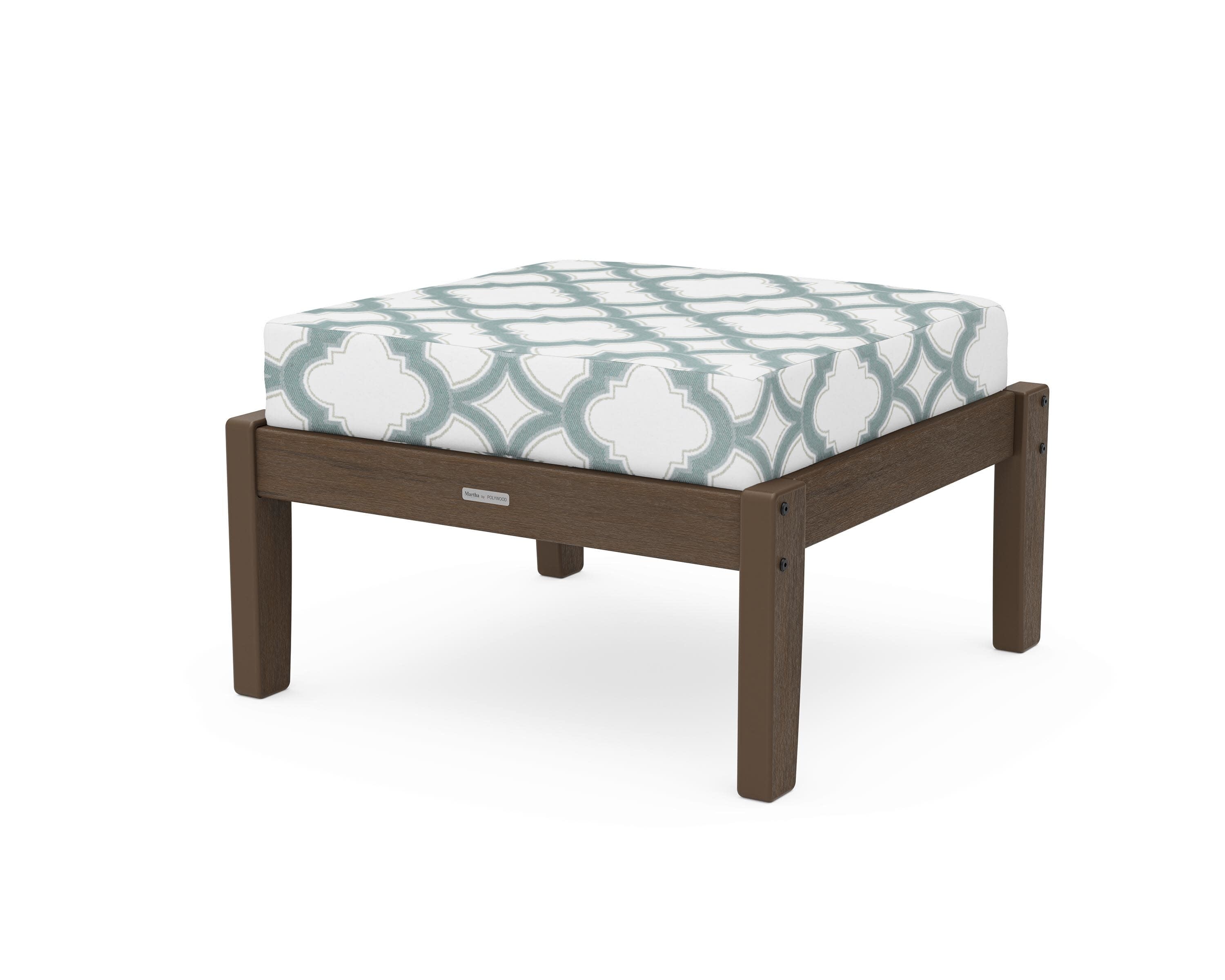 Chinoiserie Deep Seating Ottoman in Kona / Trellis Glacier Spa