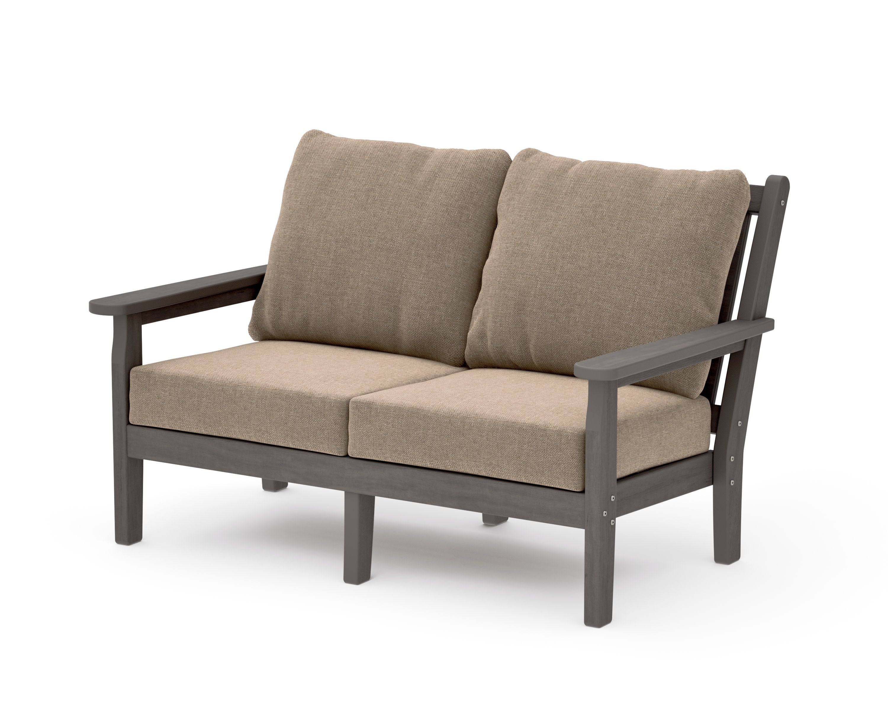 Chippendale Deep Seating Loveseat in Driftwood / Spiced Burlap