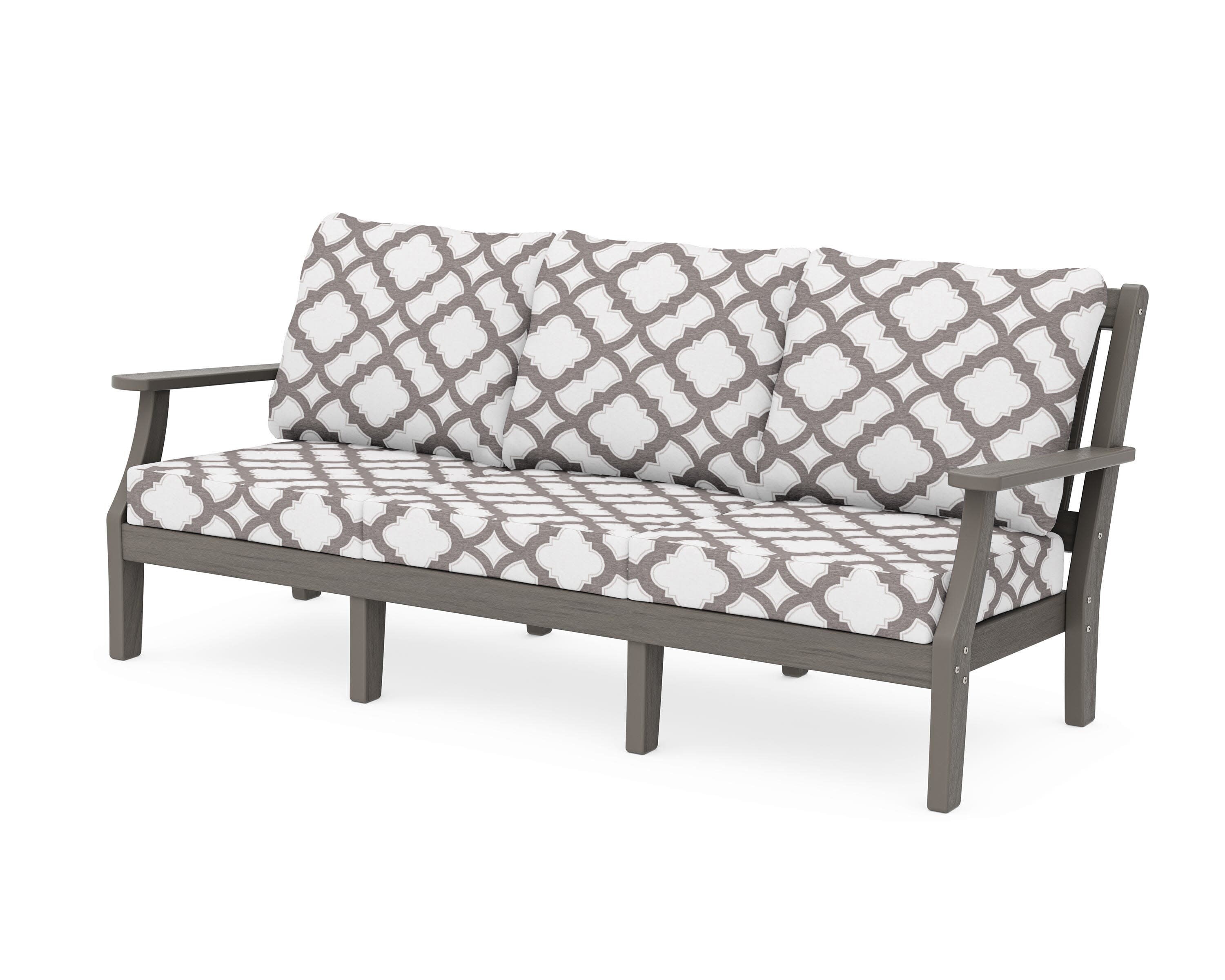 Chinoiserie Deep Seating Sofa in Driftwood / Trellis Grey Mist