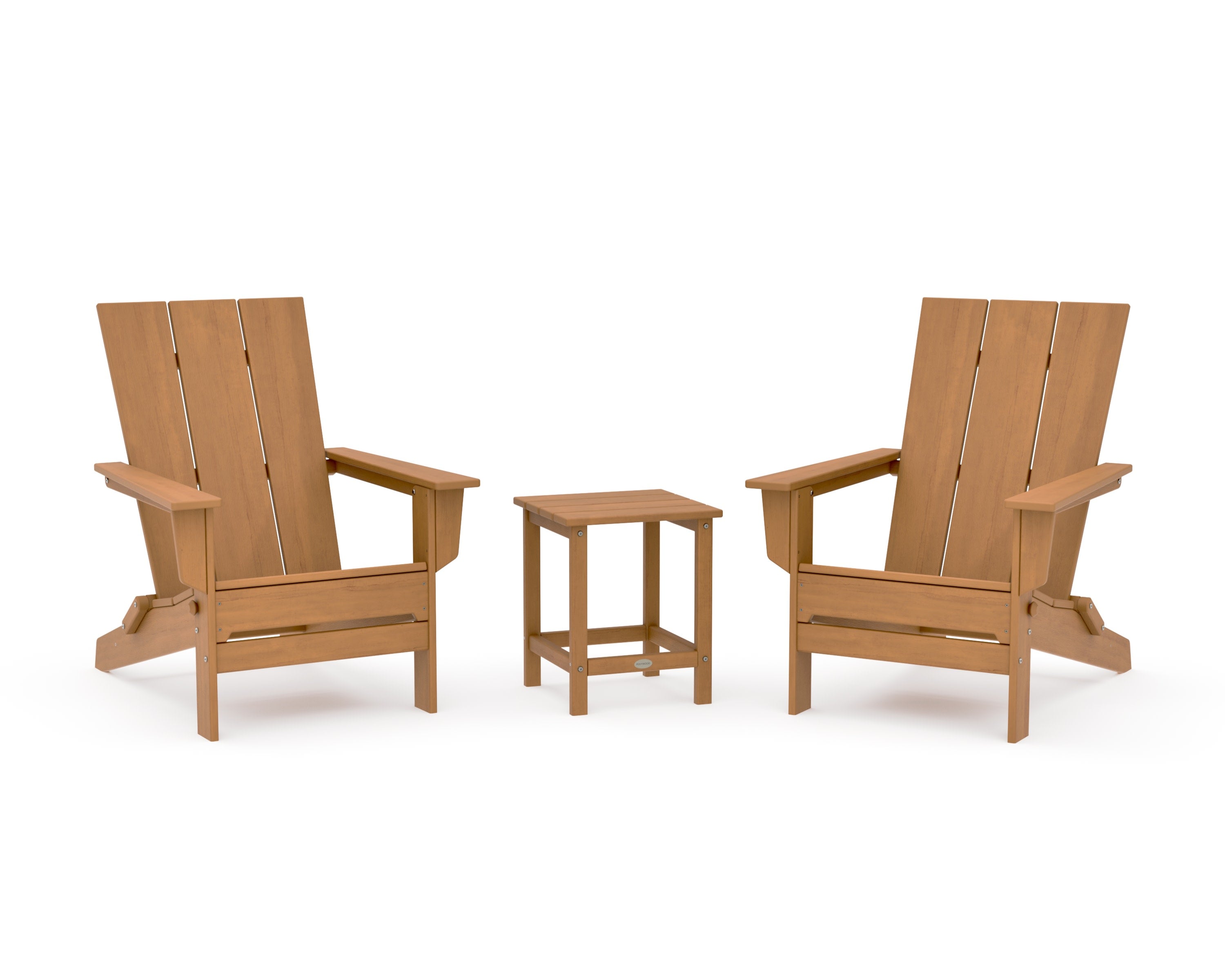 3-Piece Modern Studio Folding Adirondack Set in Natural