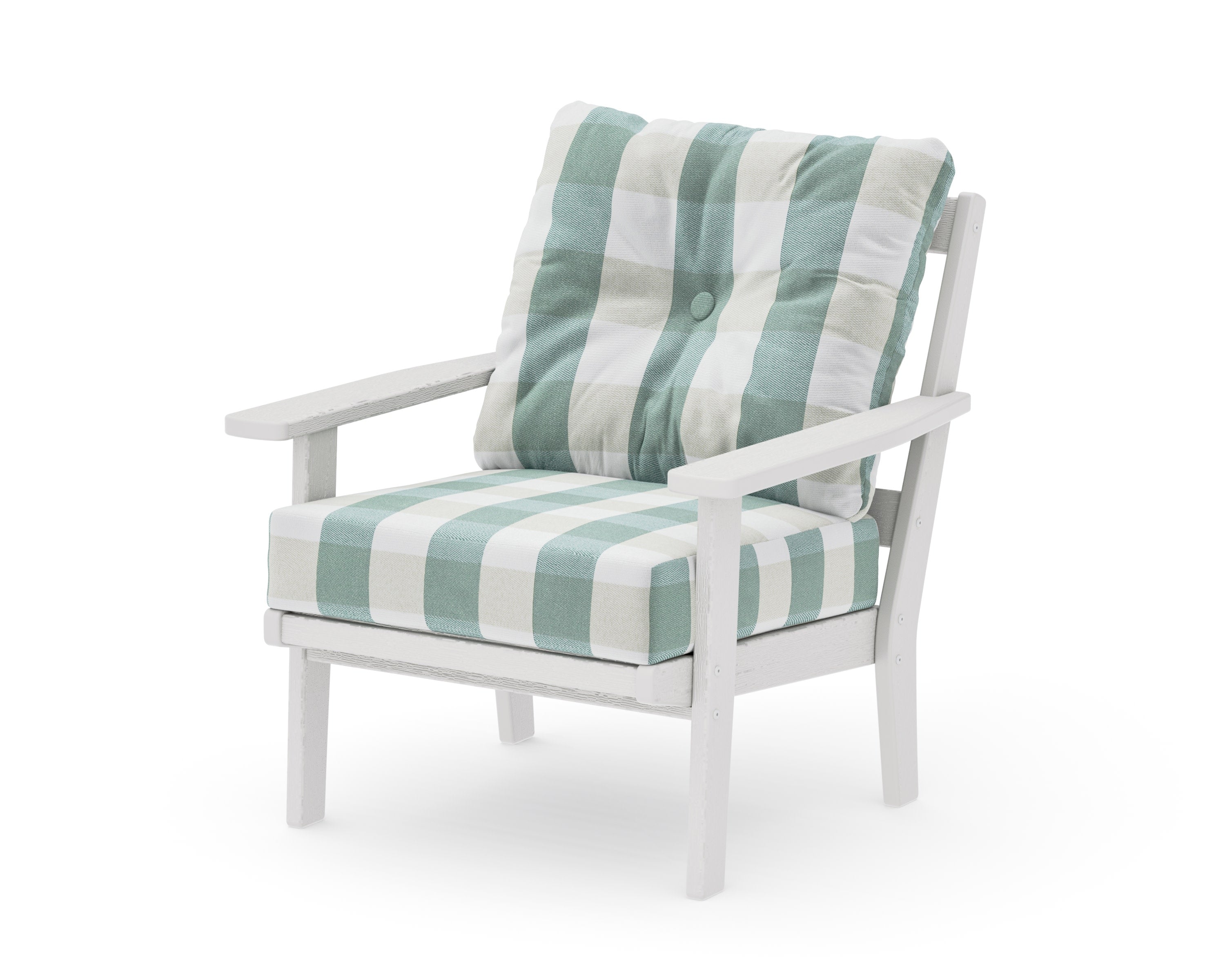 Prairie Deep Seating Chair in Vintage White / Buffalo Plaid Glacier Spa