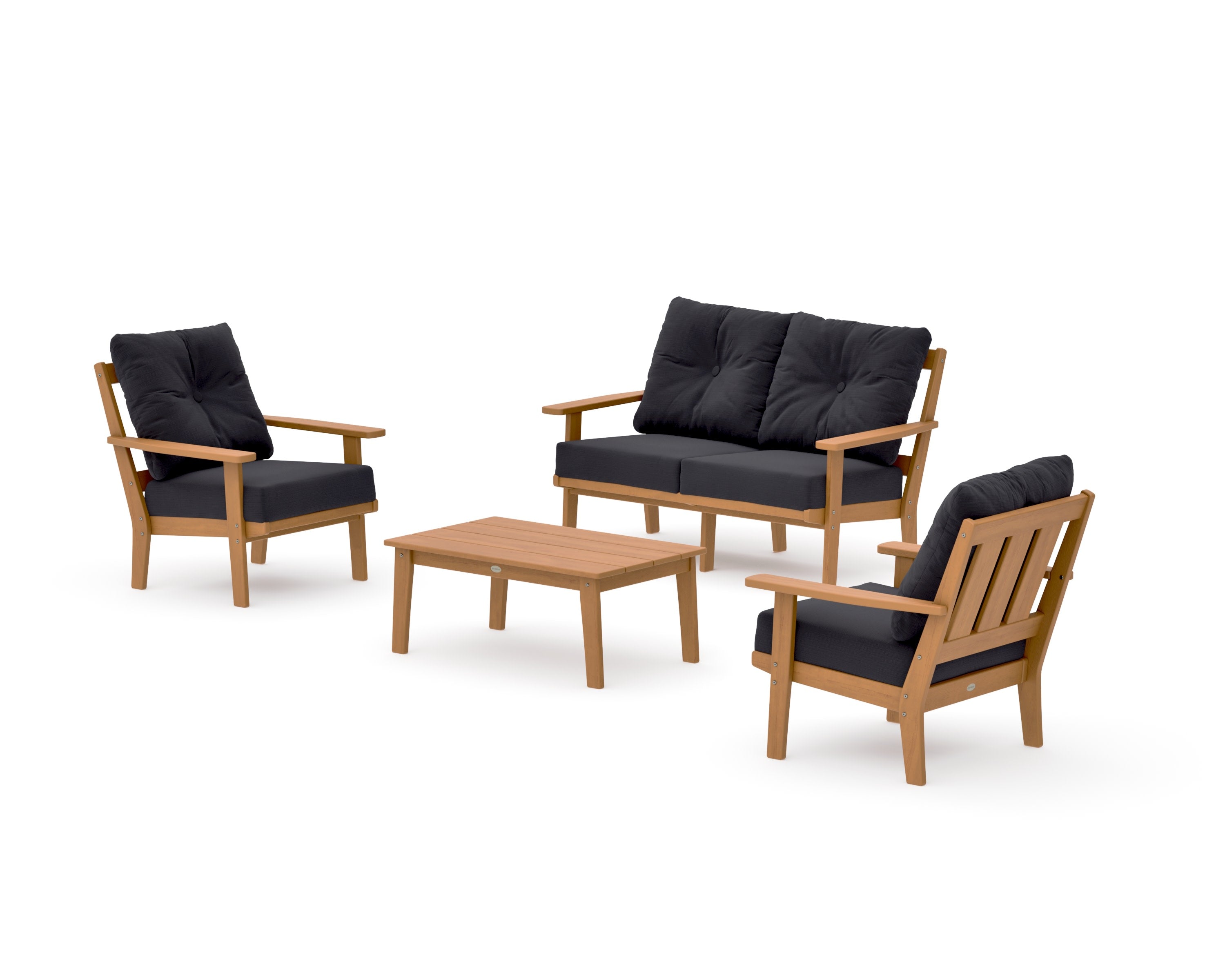Oxford 4-Piece Deep Seating Set with Loveseat in Natural / Midnight Linen