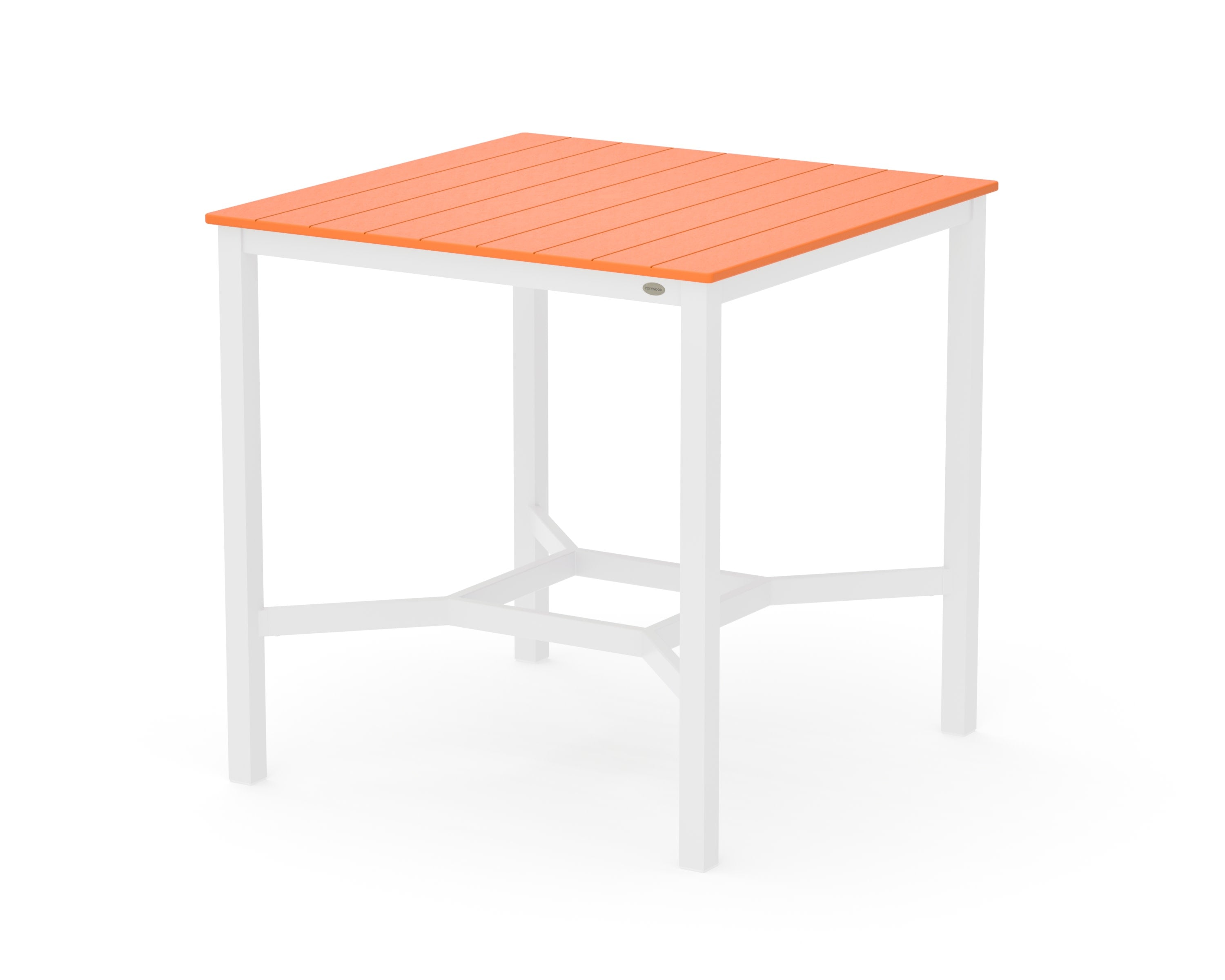 Main Street 42 x 42 Bar Table in White / Tangerine