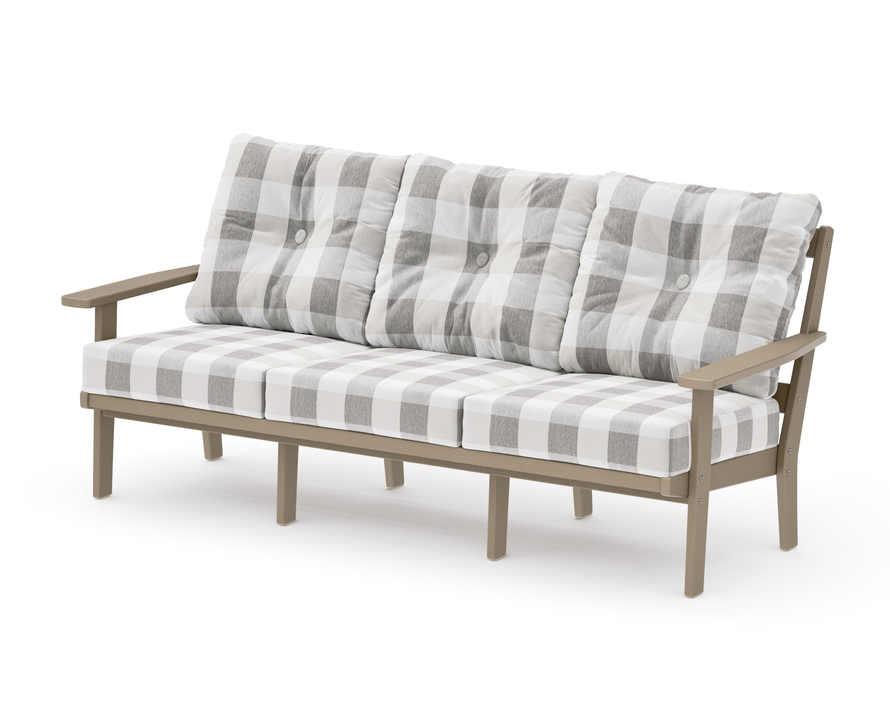PrairieDeep Seating Sofa in Vintage Sahara / Buffalo Plaid Grey Mist