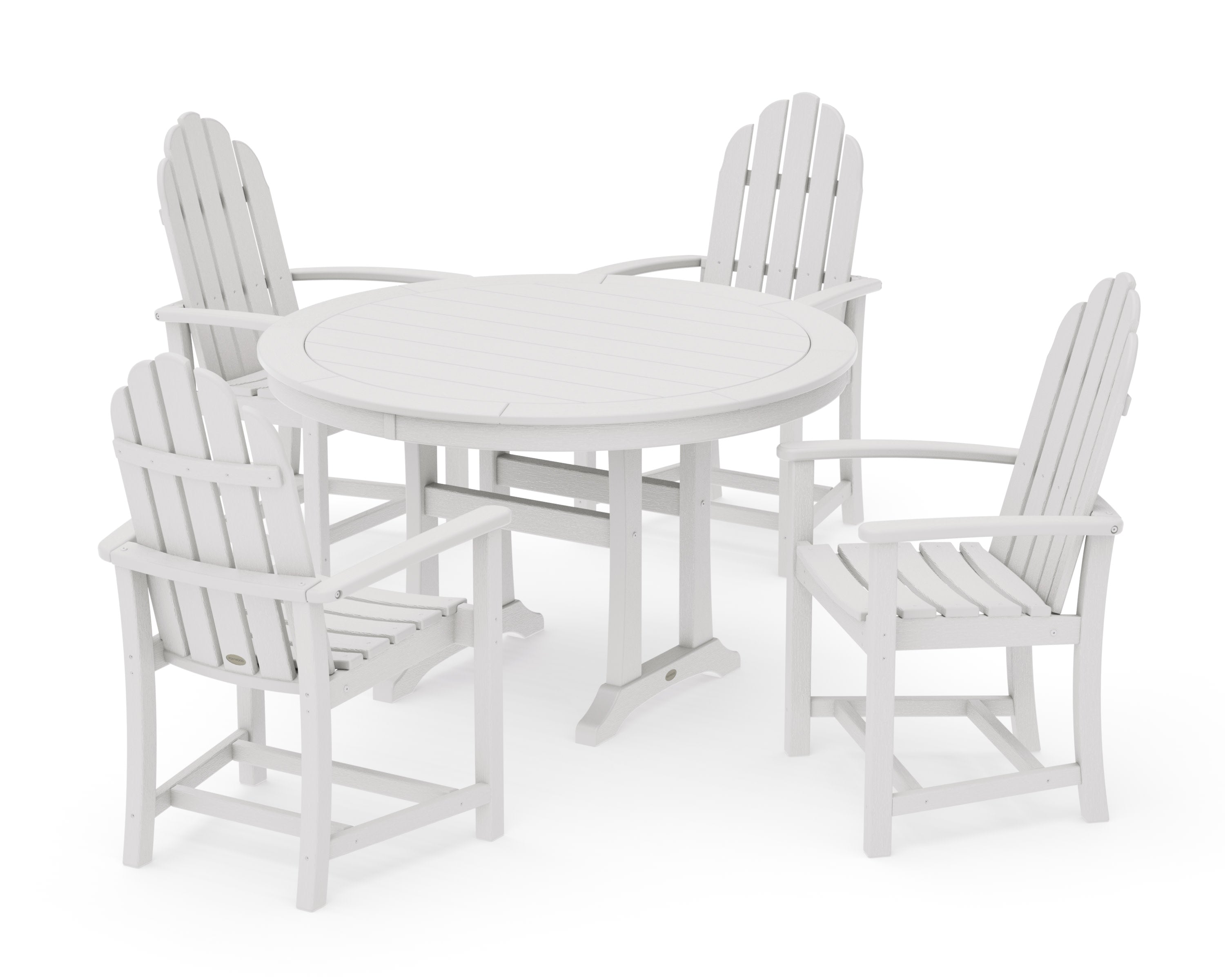 Classic Adirondack 5-Piece Round Dining Set with Trestle Legs in Vintage White