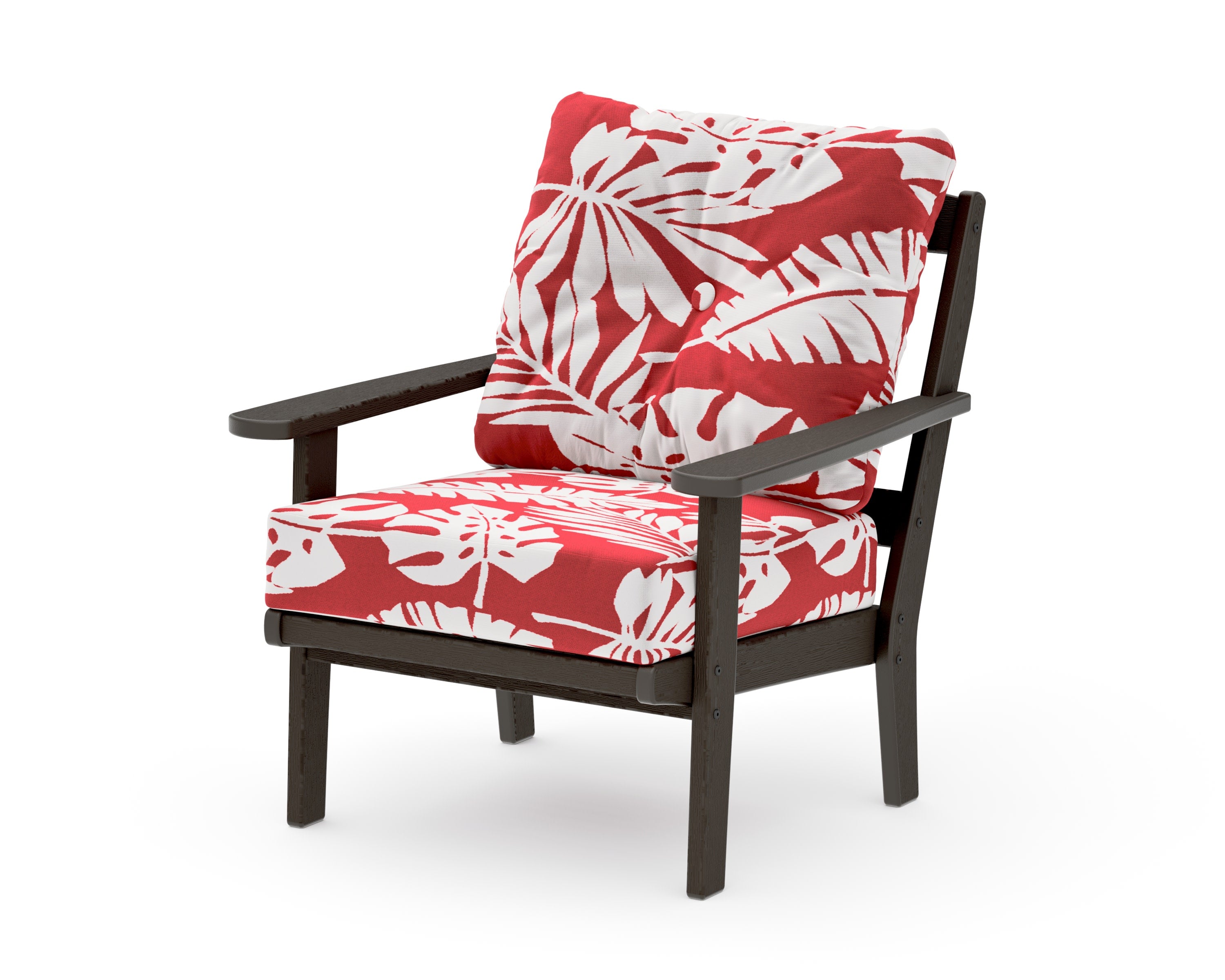 Mission Deep Seating Chair in Vintage Coffee / Leaf Crimson