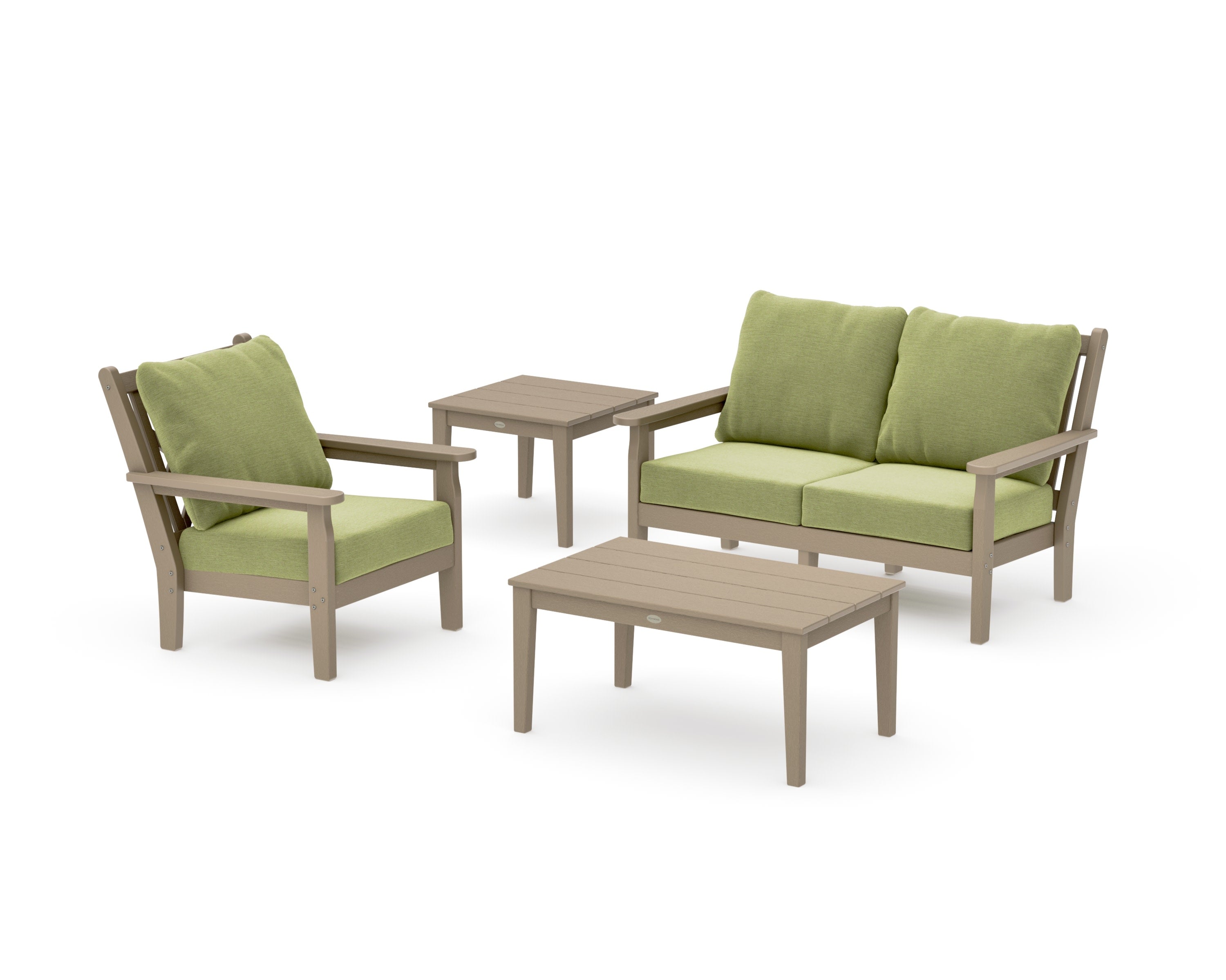 Chippendale 4-Piece Deep Seating Set in Vintage Sahara / Chartreuse Boucle