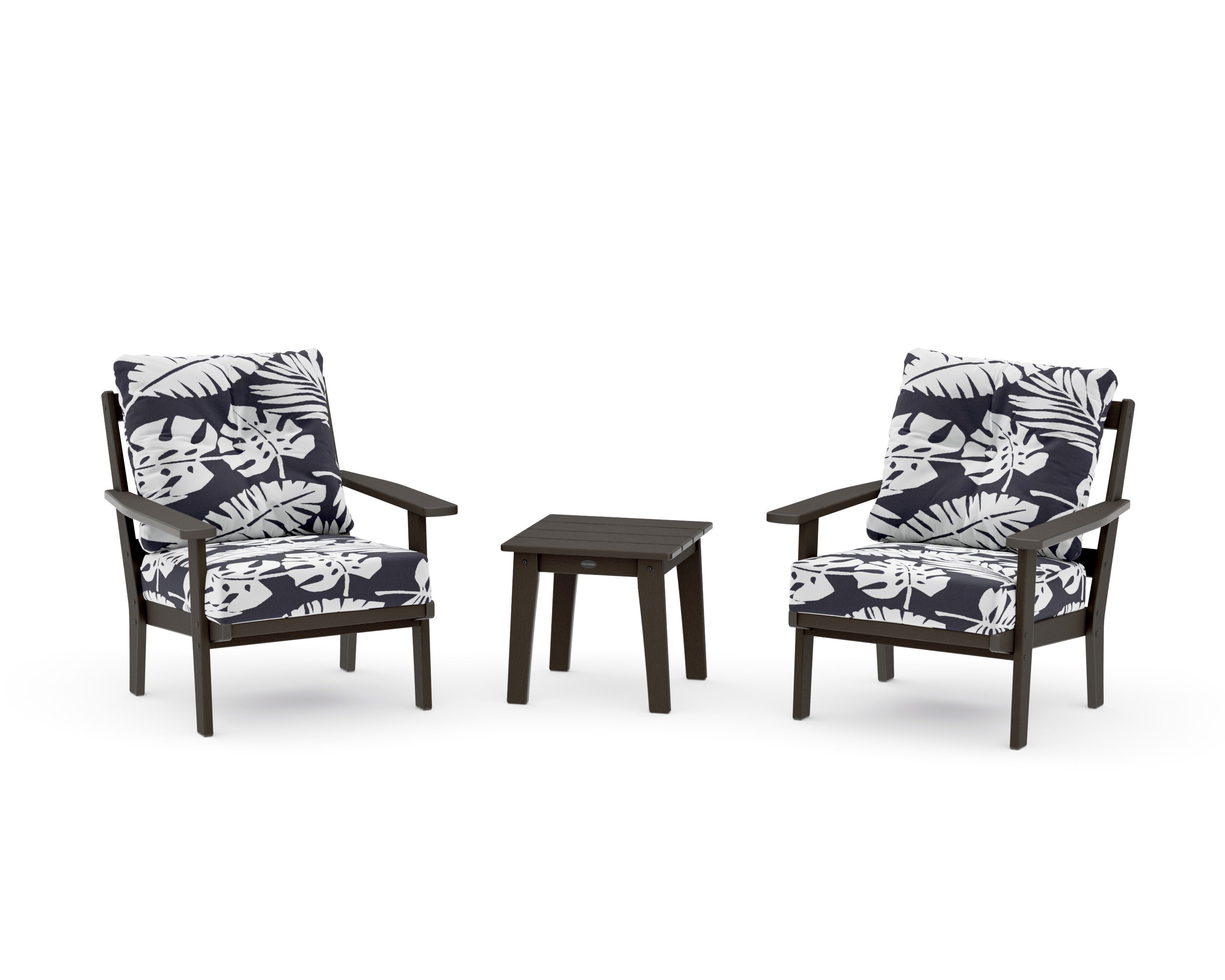 Oxford 3-Piece Deep Seating Set in Vintage Coffee / Leaf Navy
