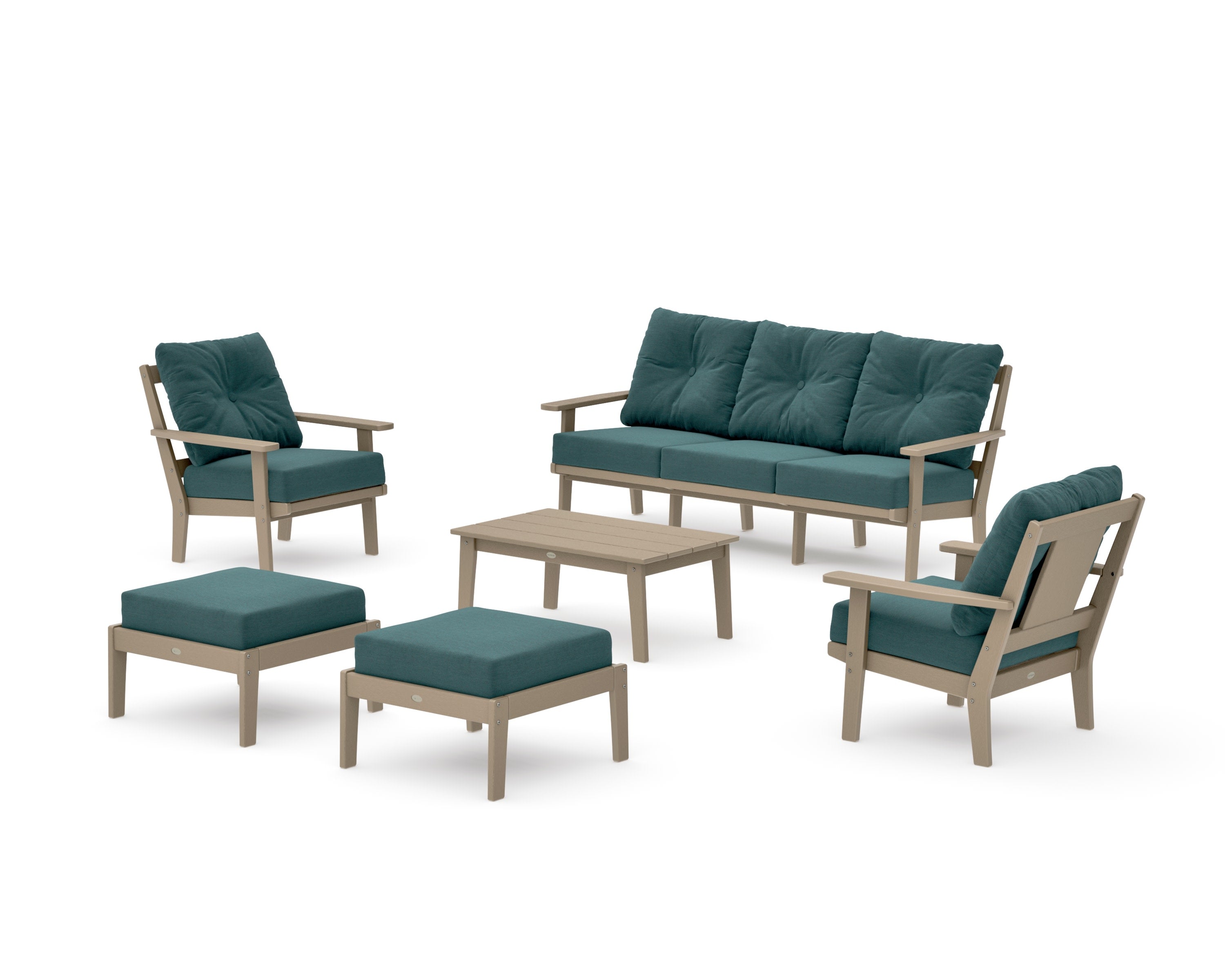 Prairie 6-Piece Lounge Sofa Set in Vintage Sahara / Ocean Teal