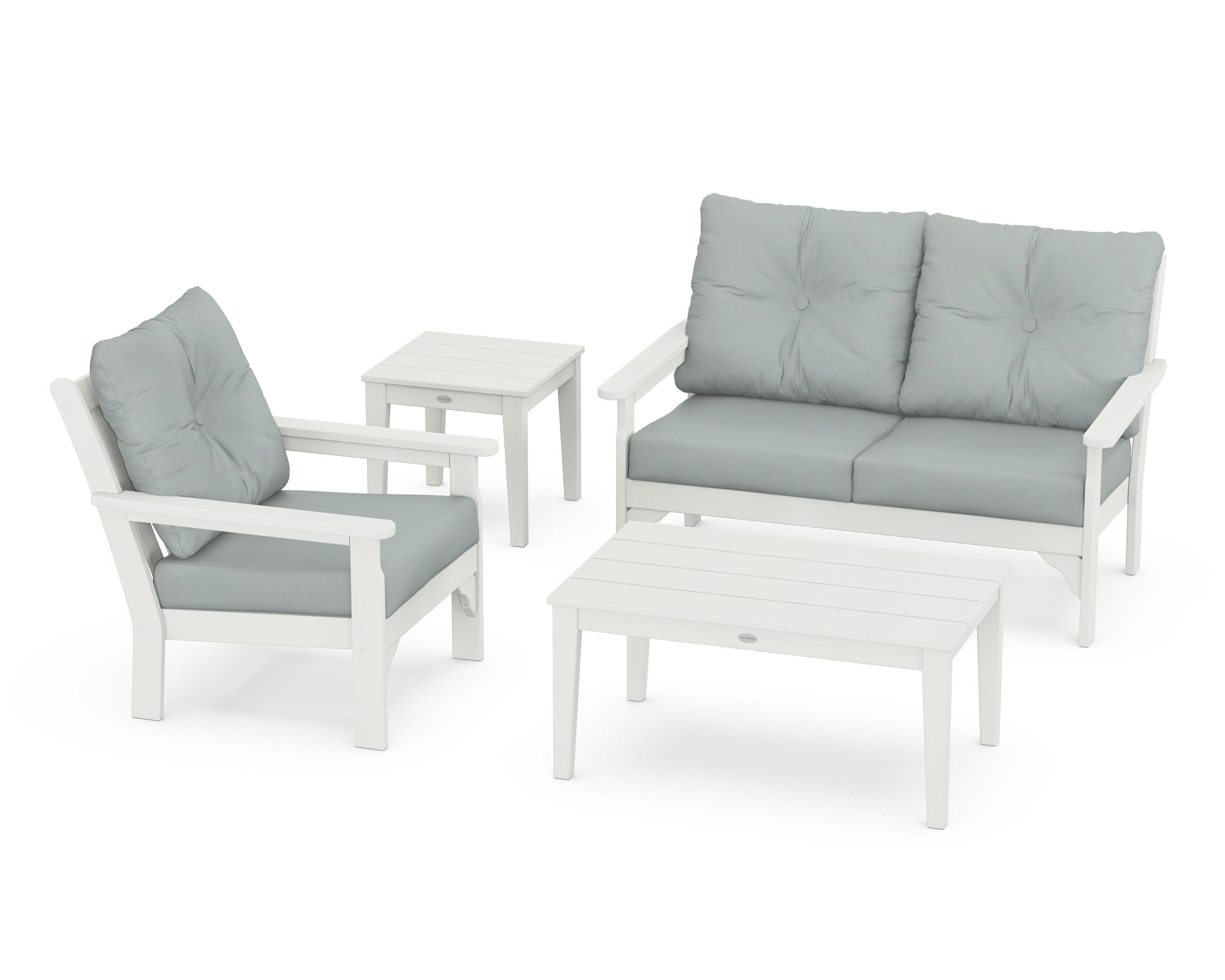 Vineyard 4-Piece Deep Seating Set in Vintage White / Spa