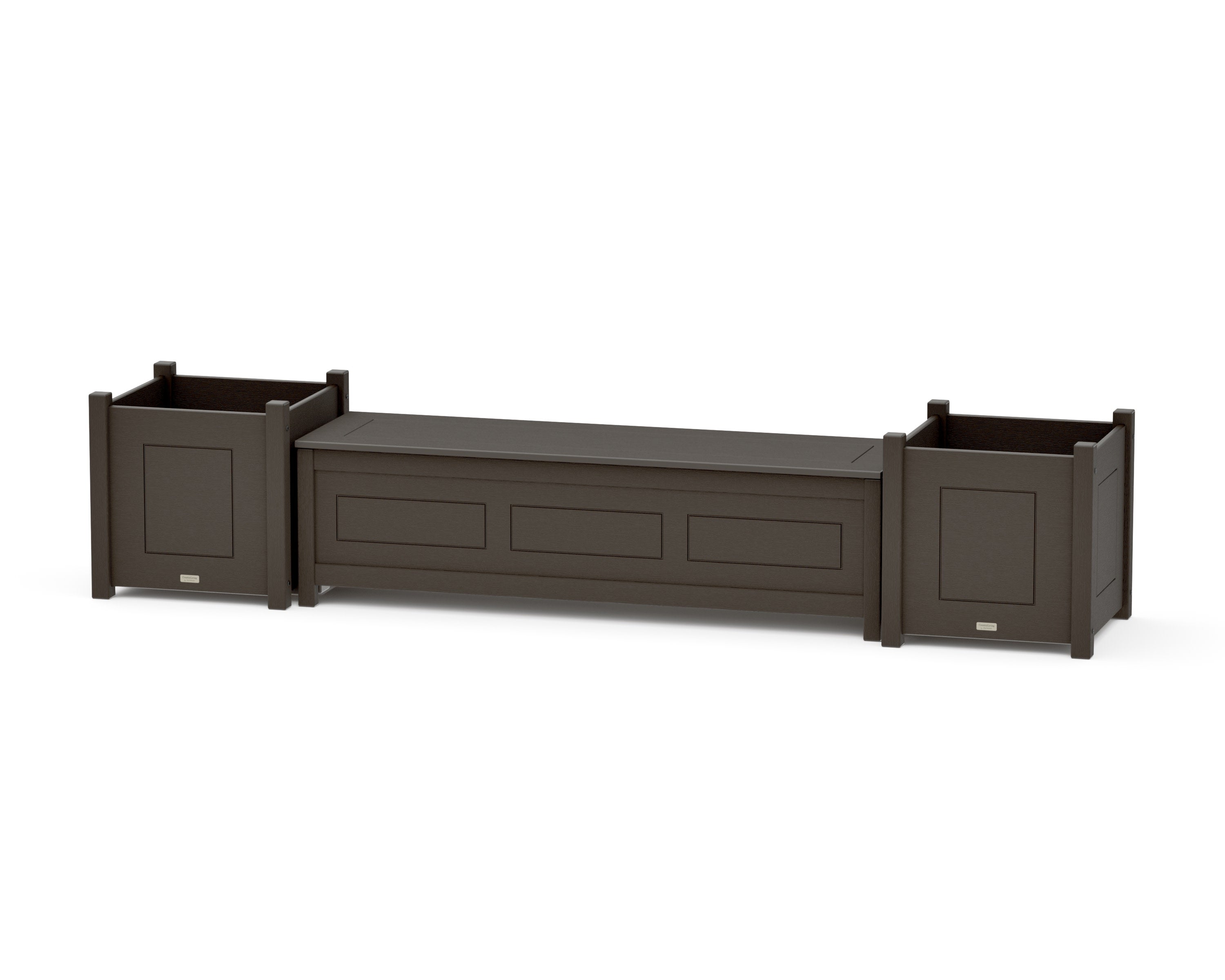 60" Country Living Straight Planter Storage Bench Set- Large in Vintage Coffee