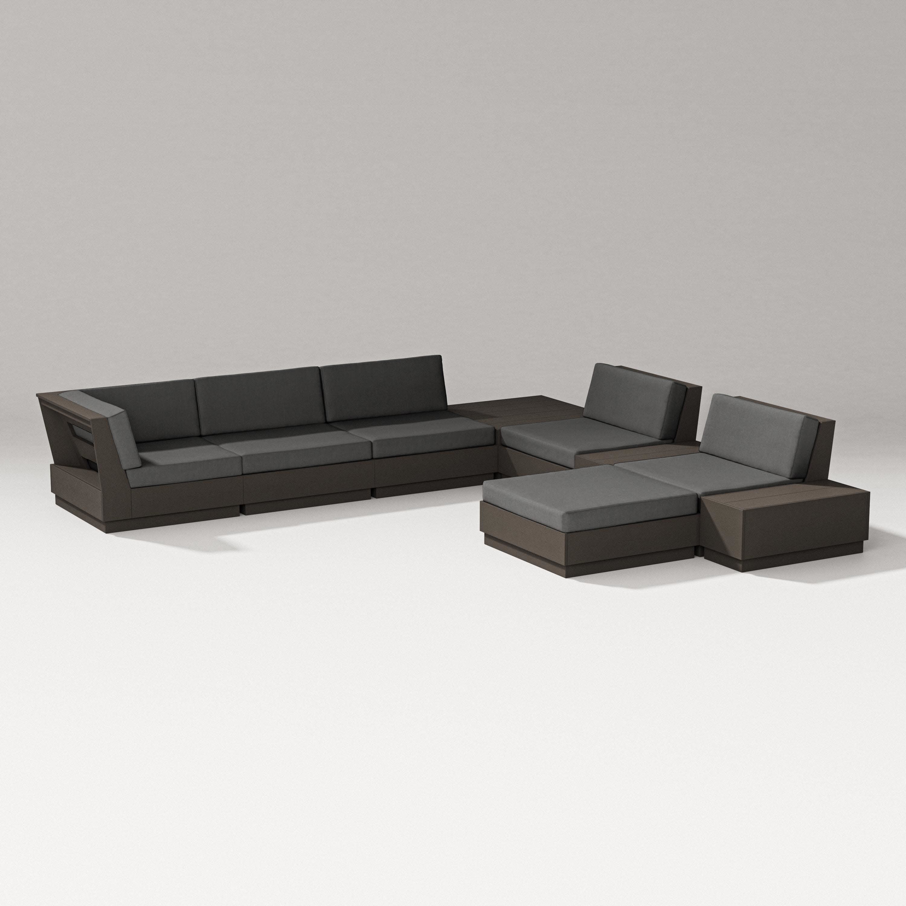 Elevate 9-Piece Conversation Sectional in Vintage Coffee / Spectrum Carbon