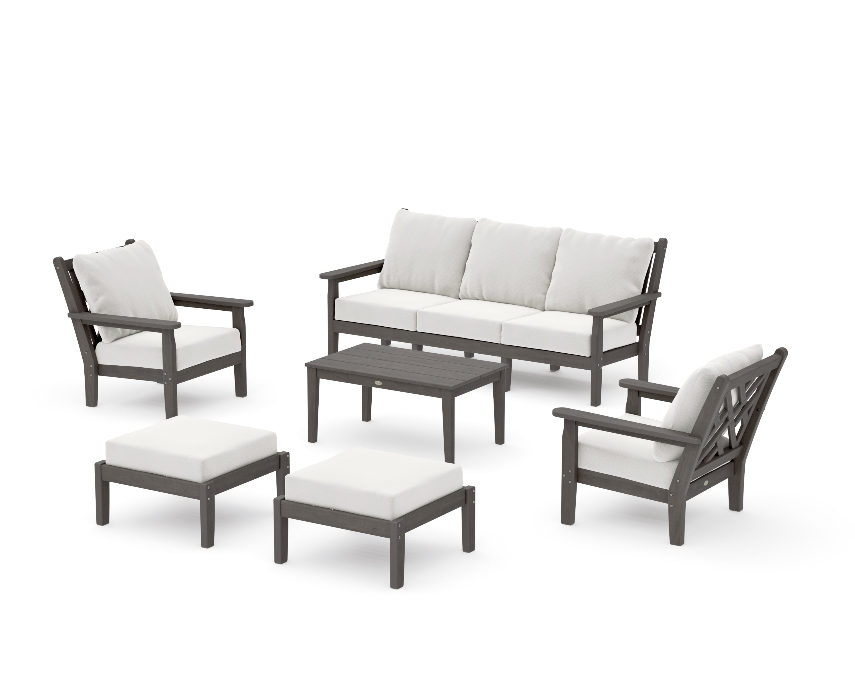 Chippendale 6-Piece Lounge Sofa Set in Driftwood / Natural Linen