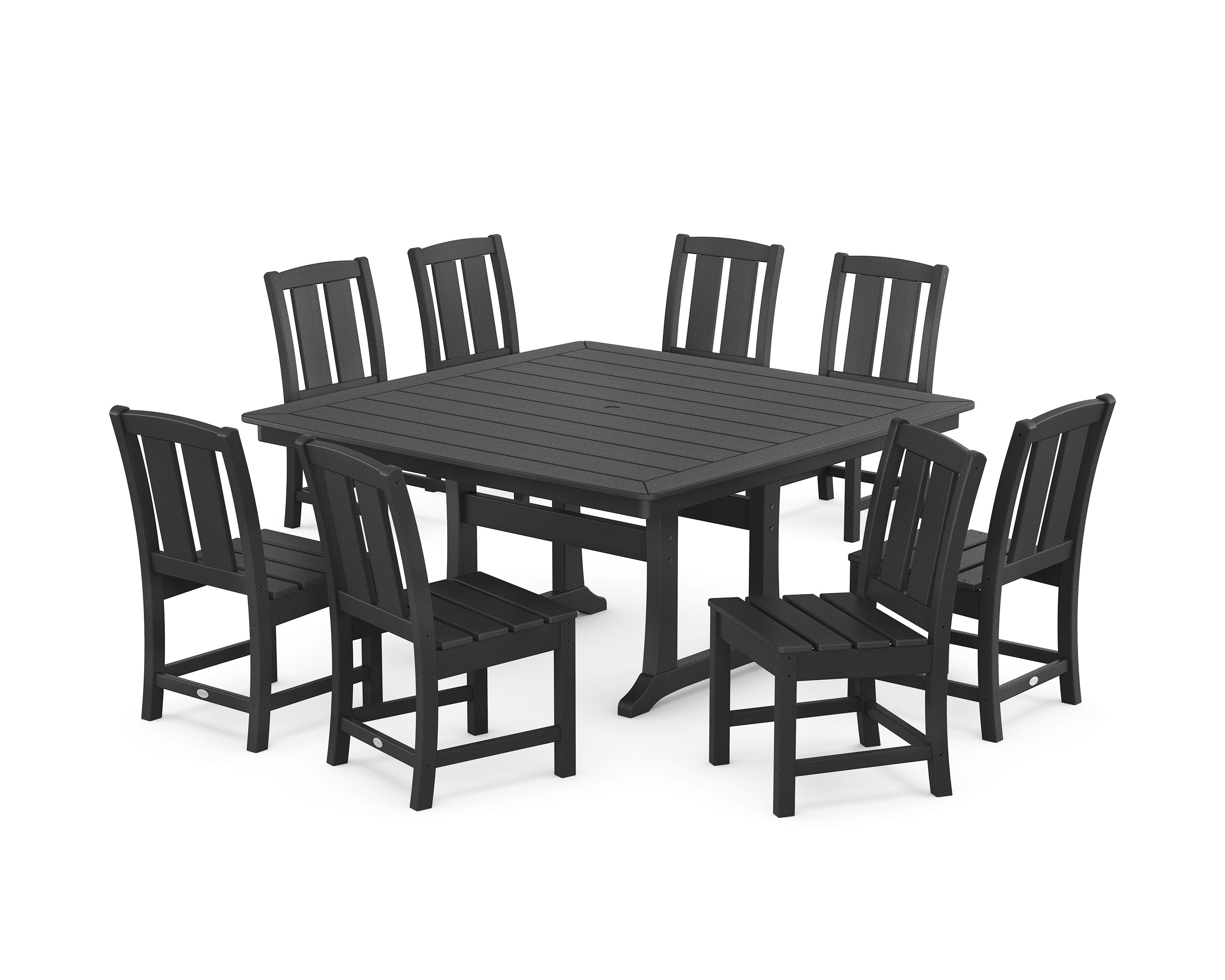 Mission Side Chair 9-Piece Square Dining Set with Trestle Legs in Black