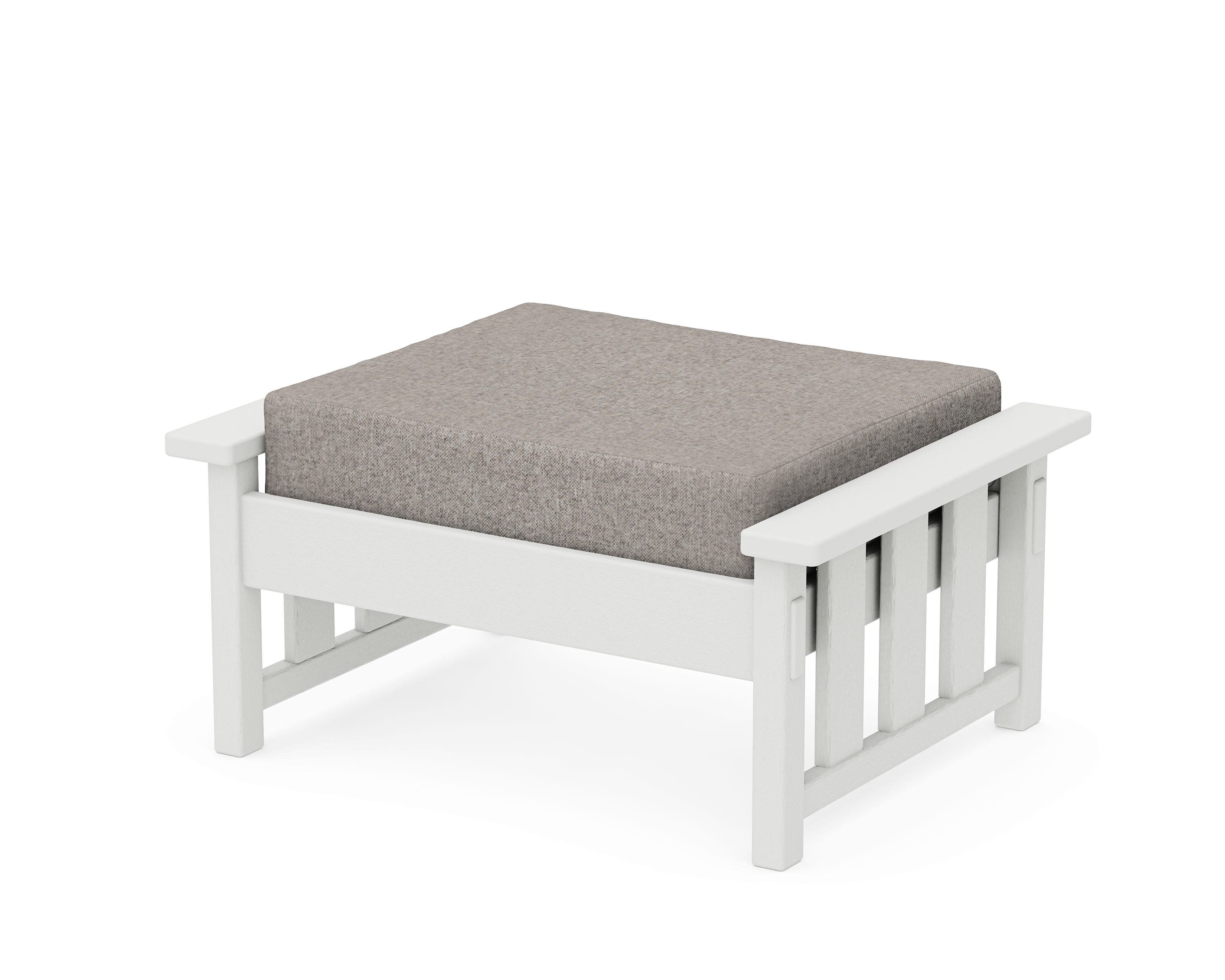 Acadia Deep Seating Ottoman in Vintage White / Weathered Tweed