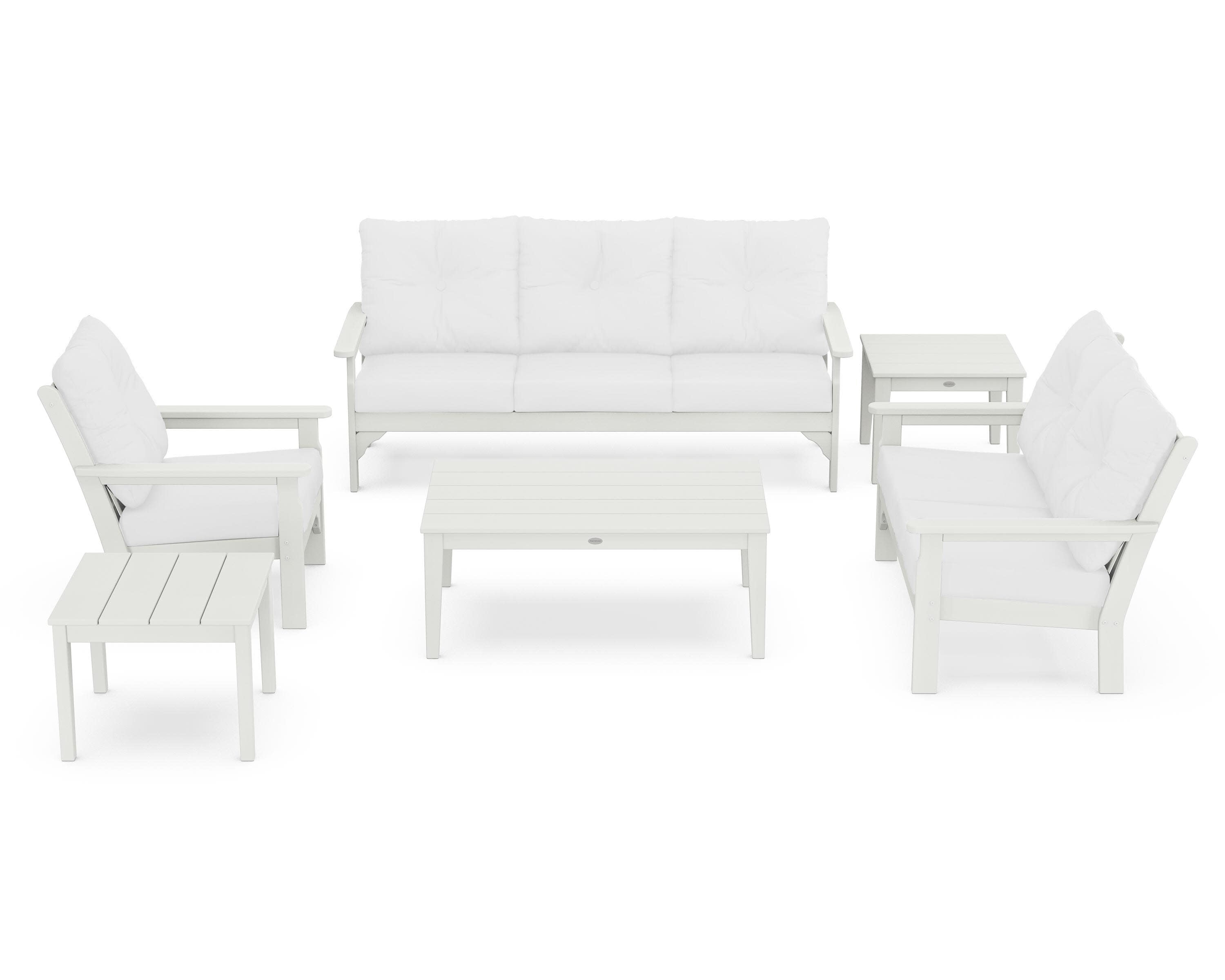 Vineyard 6-Piece Deep Seating Set in Vintage White / Natural