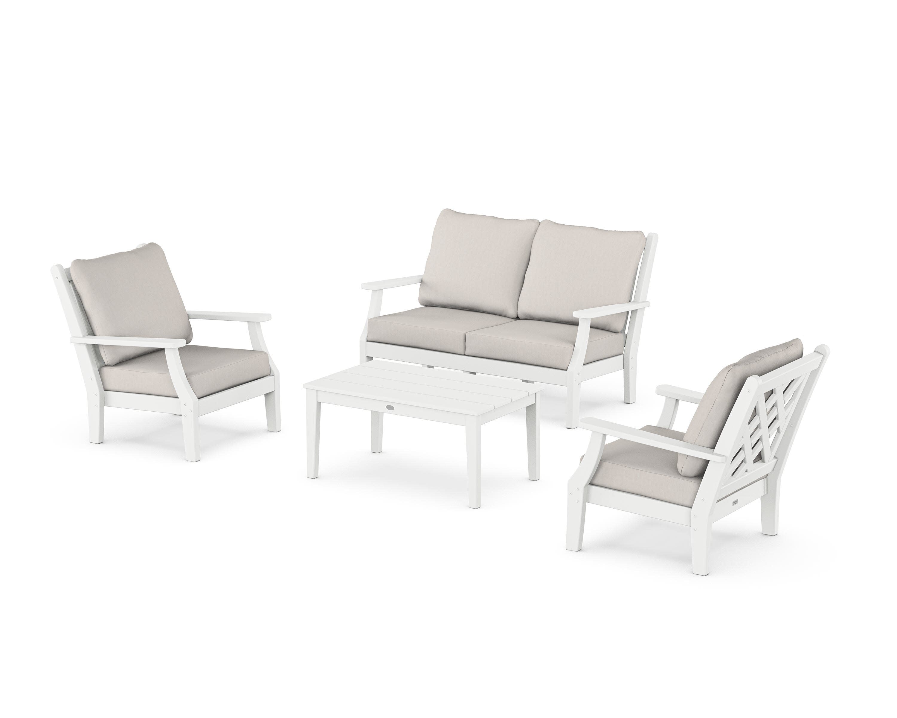 Wovendale 4-Piece Deep Seating Set with Loveseat in White / Cast Ash