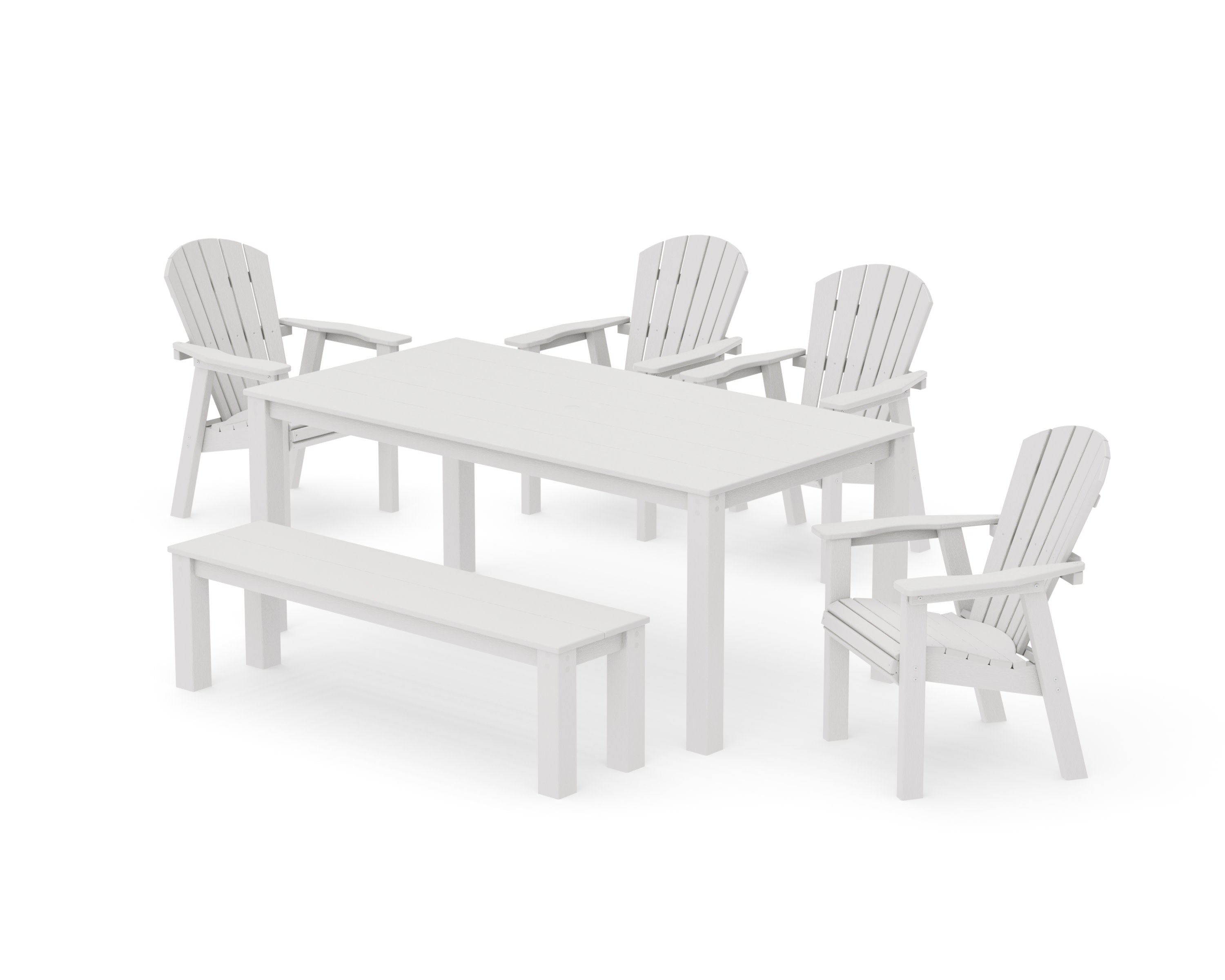Seashell 6-Piece Parsons Dining Set with Bench in Vintage White