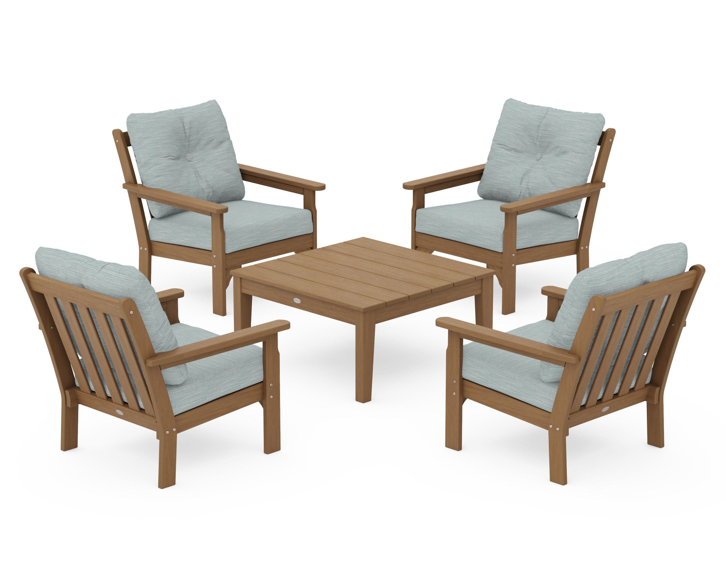Vineyard 5-Piece Deep Seating Conversation Set in Natural / Soothe Mist