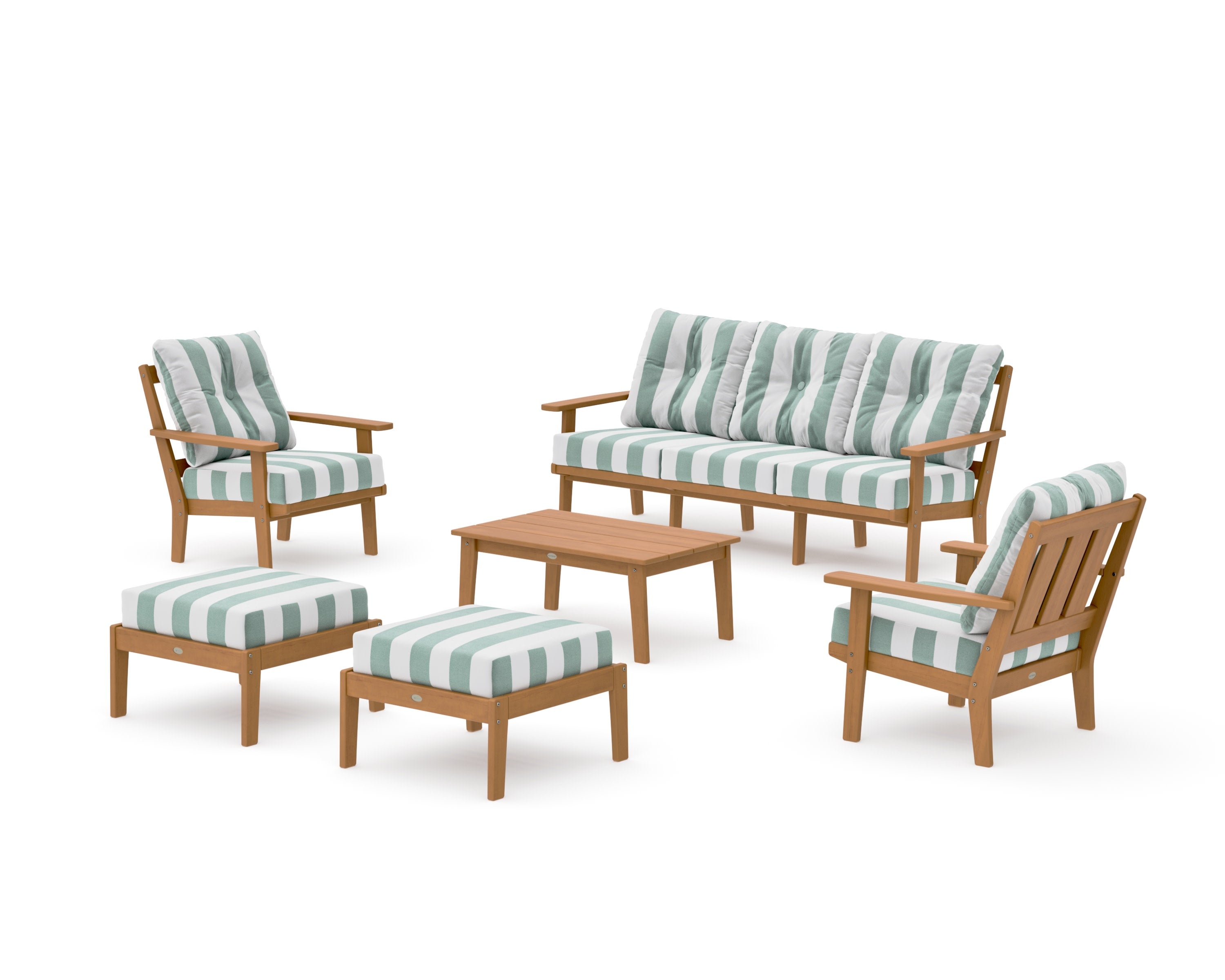 Oxford 6-Piece Lounge Sofa Set in Natural / Cabana Stripe Glacier Spa