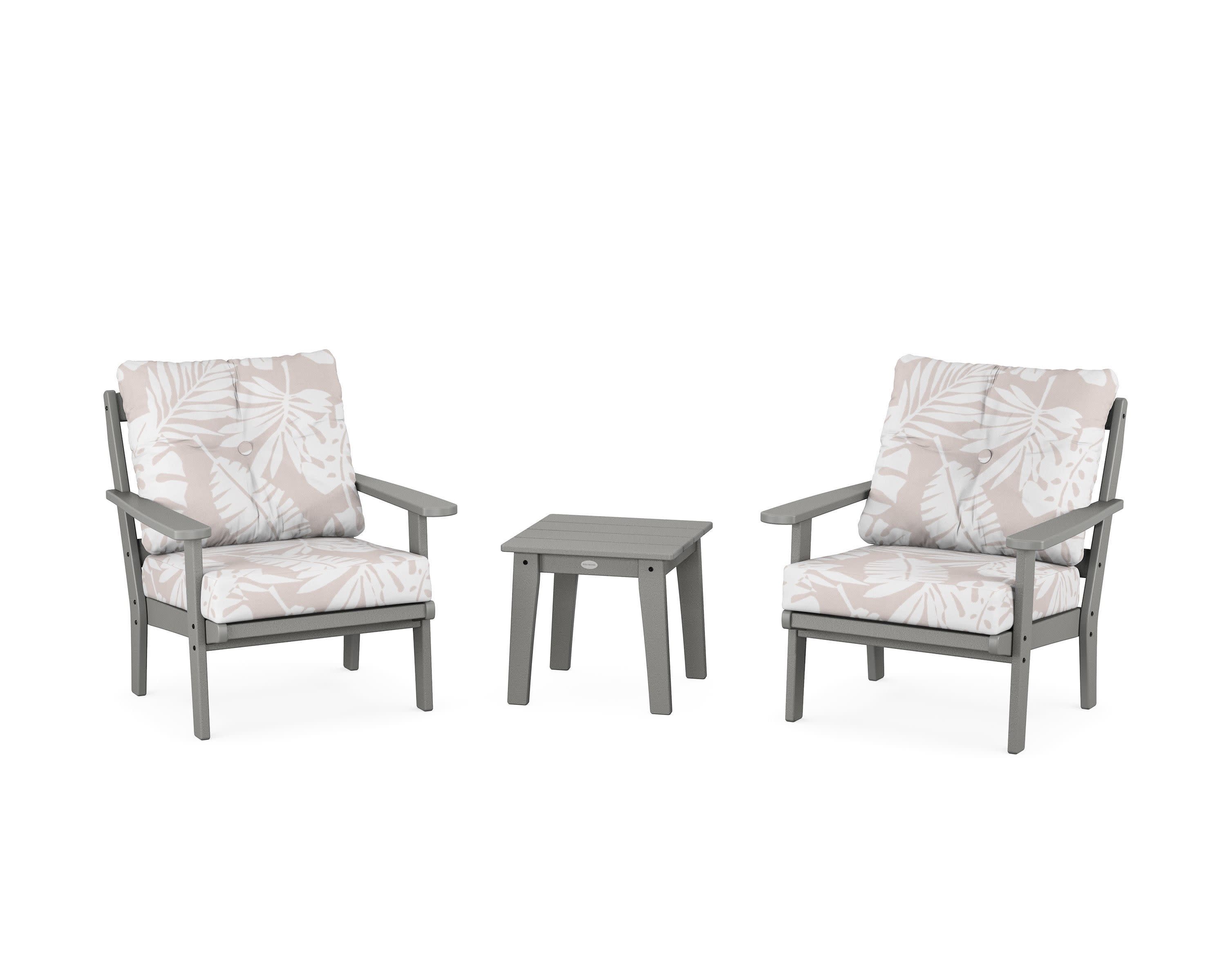 Mission 3-Piece Deep Seating Set in Slate Grey / Leaf Dune Burlap