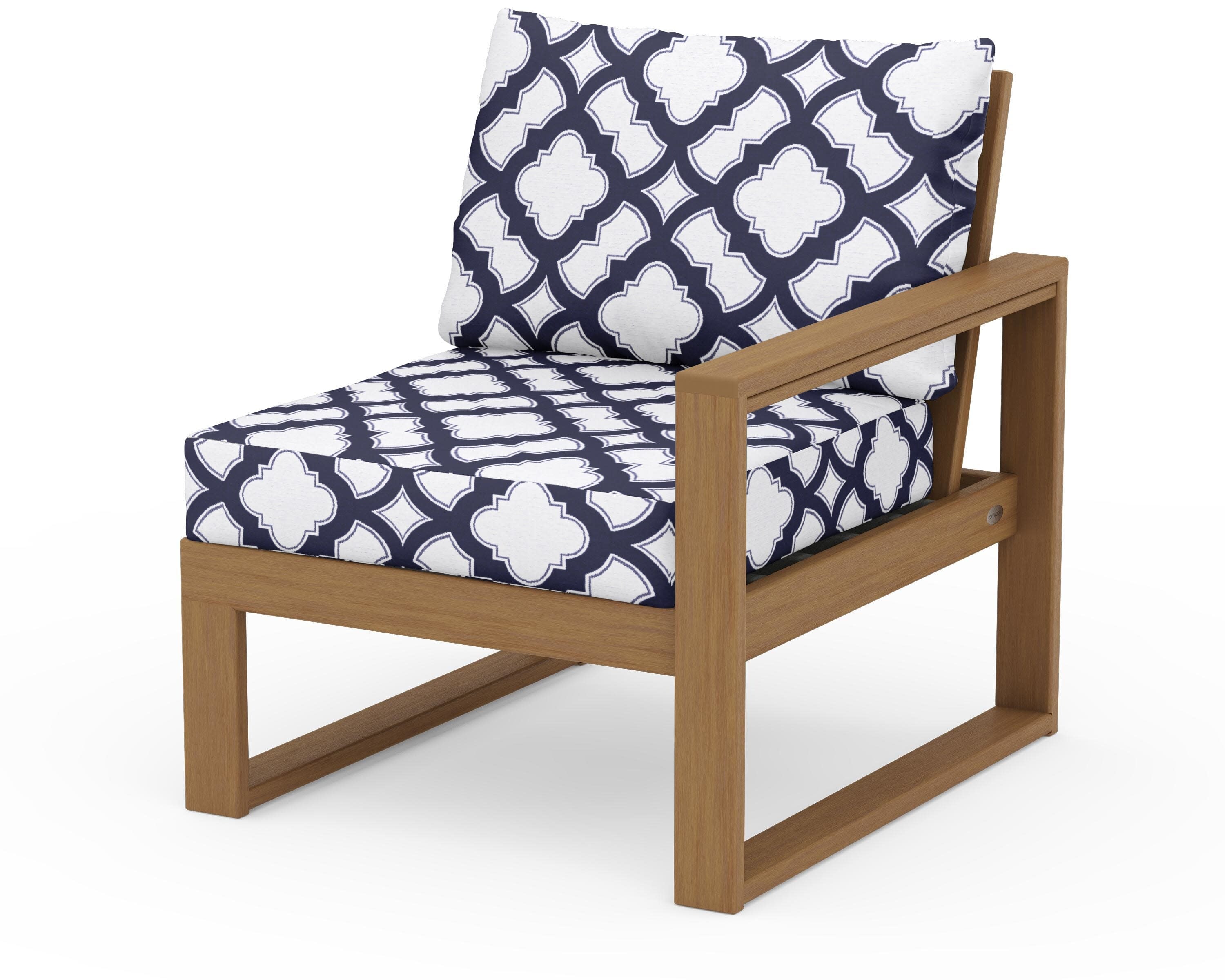 EDGE Modular Right Arm Chair in Natural / Trellis Navy
