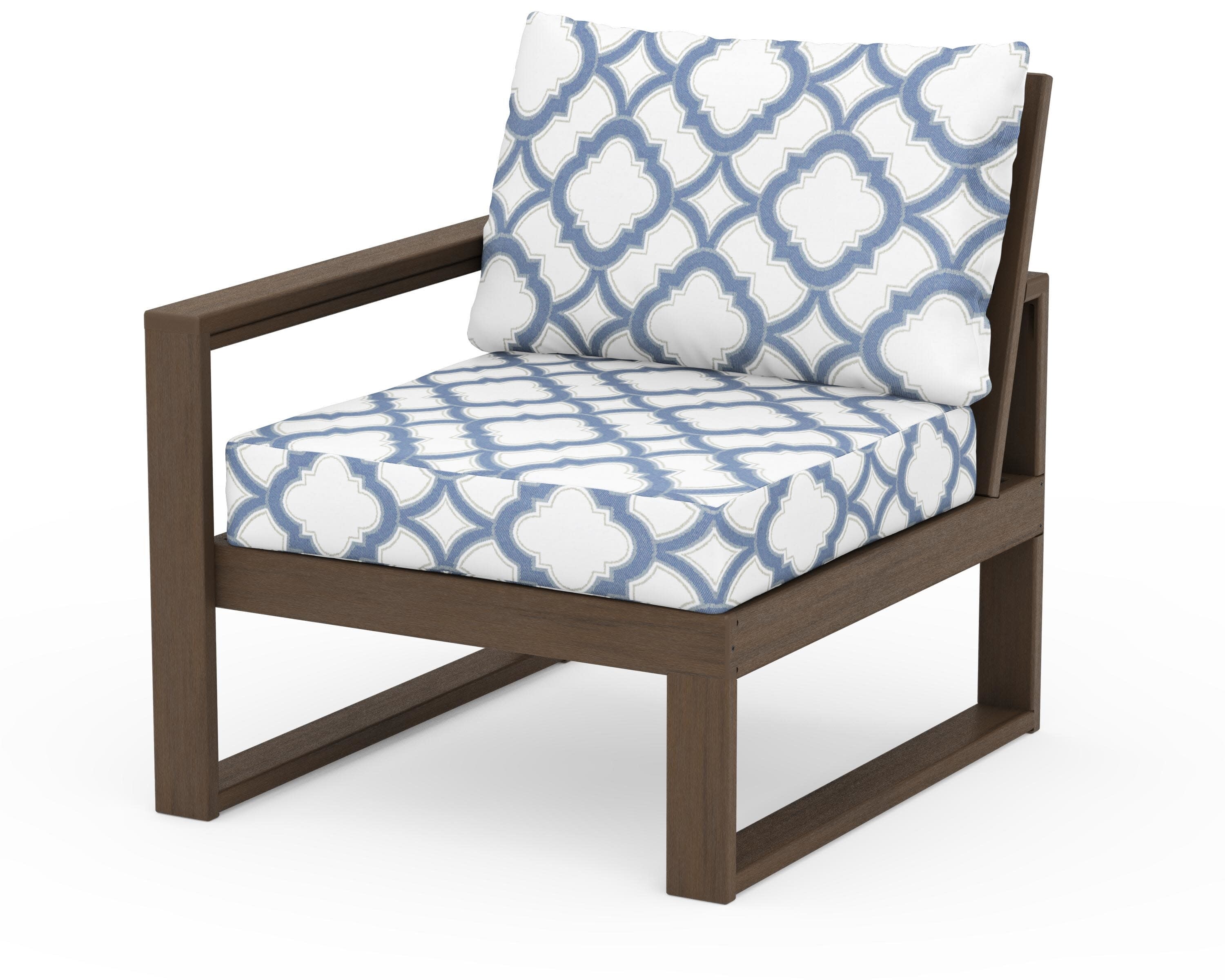 EDGE Modular Left Arm Chair in Kona / Trellis Sky Blue