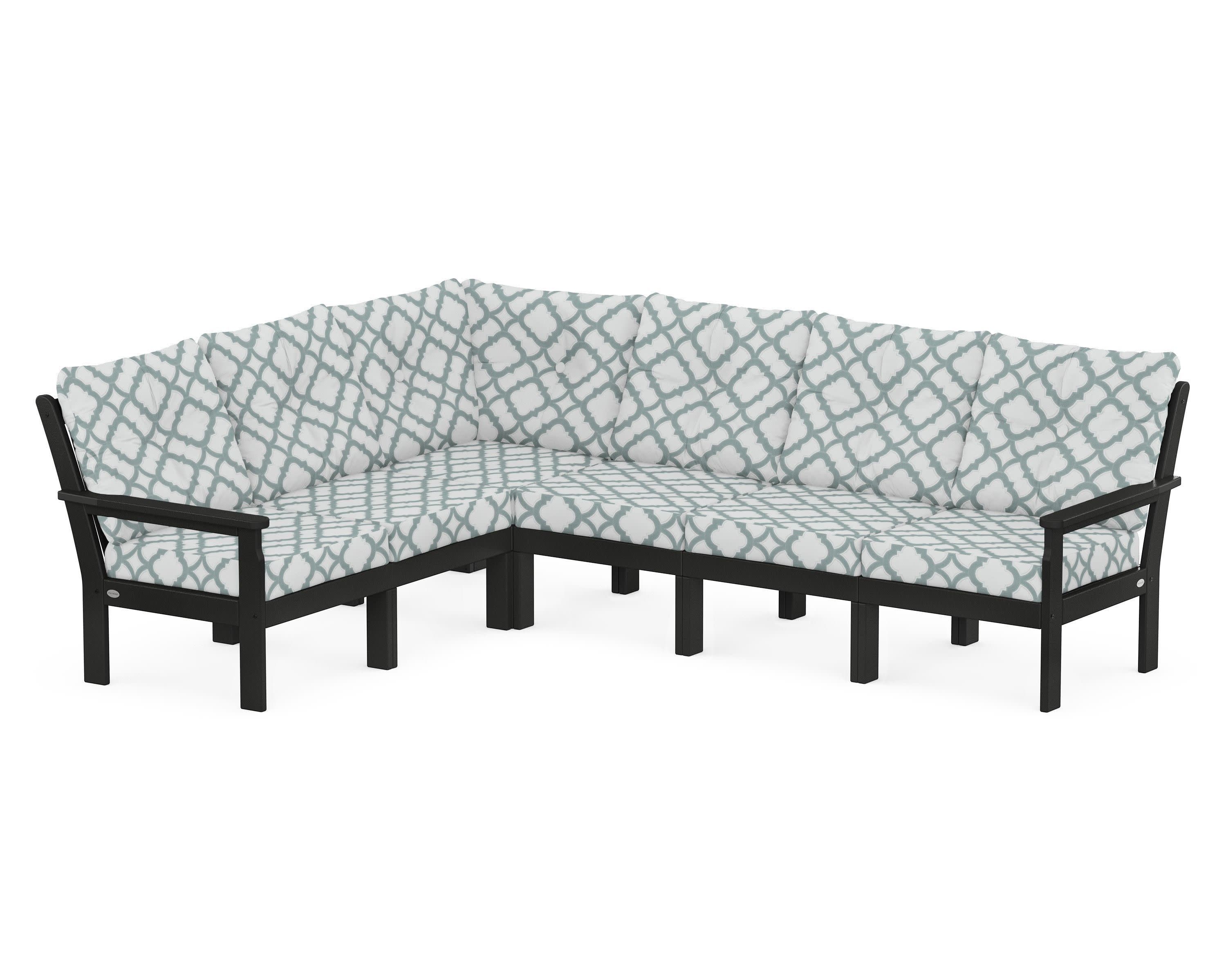 Vineyard 6-Piece Sectional in Black / Trellis Glacier Spa