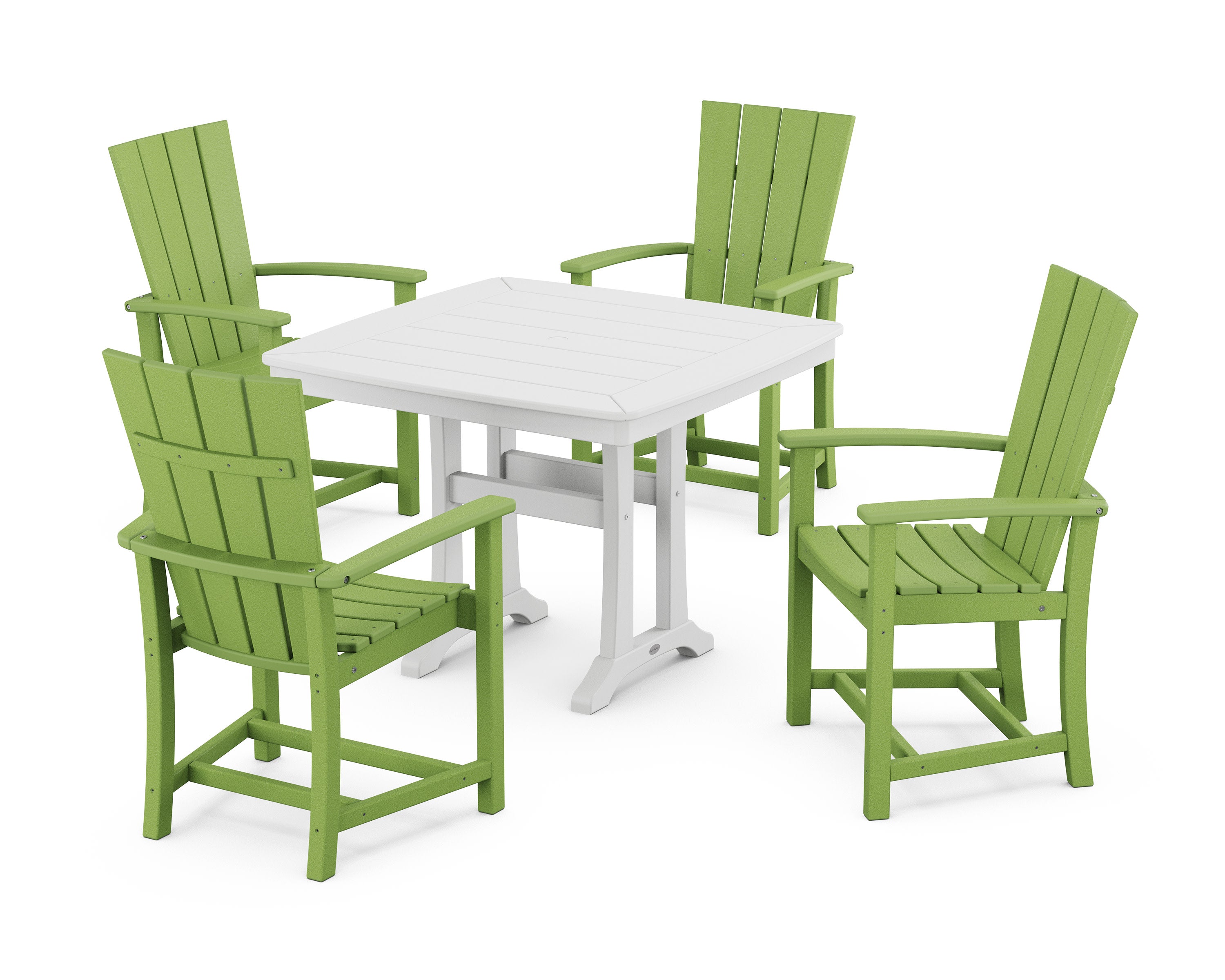 Quattro 5-Piece Dining Set with Trestle Legs in Lime / White