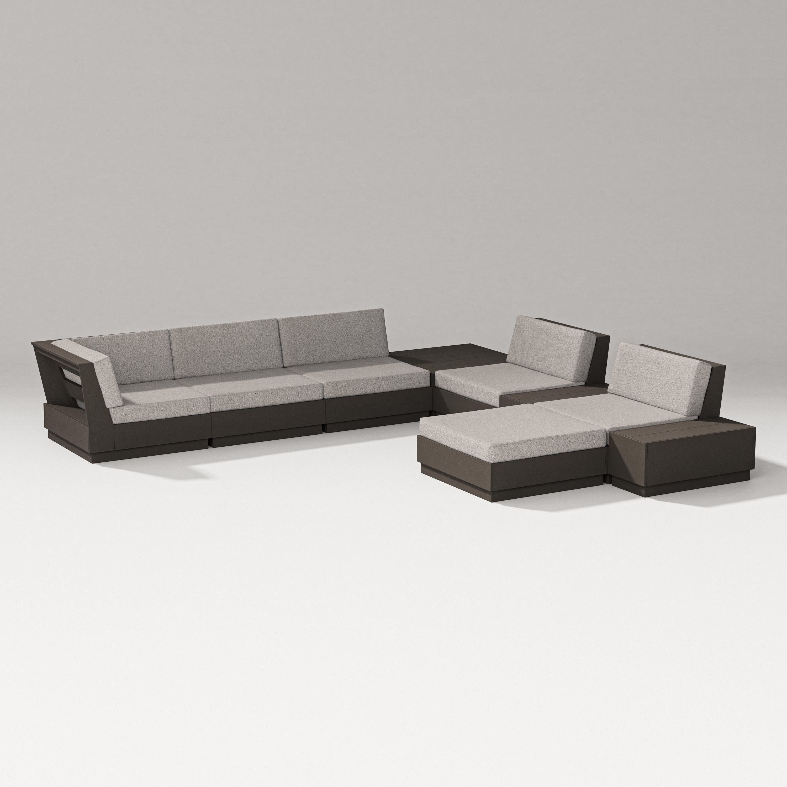 Elevate 9-Piece Conversation Sectional in Vintage Coffee / Weathered Tweed