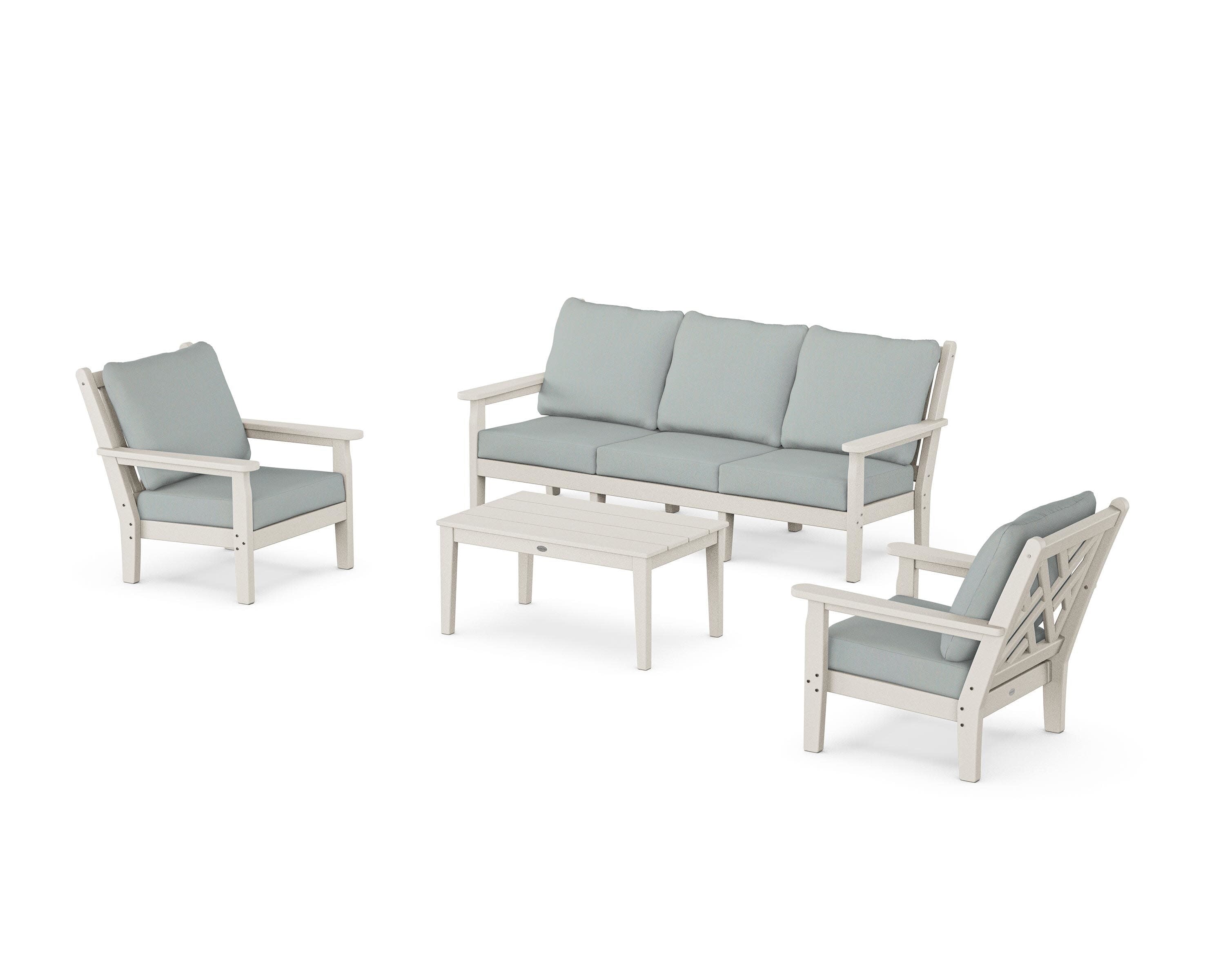 Chippendale 4-Piece Deep Seating Set with Sofa in Sand / Spa