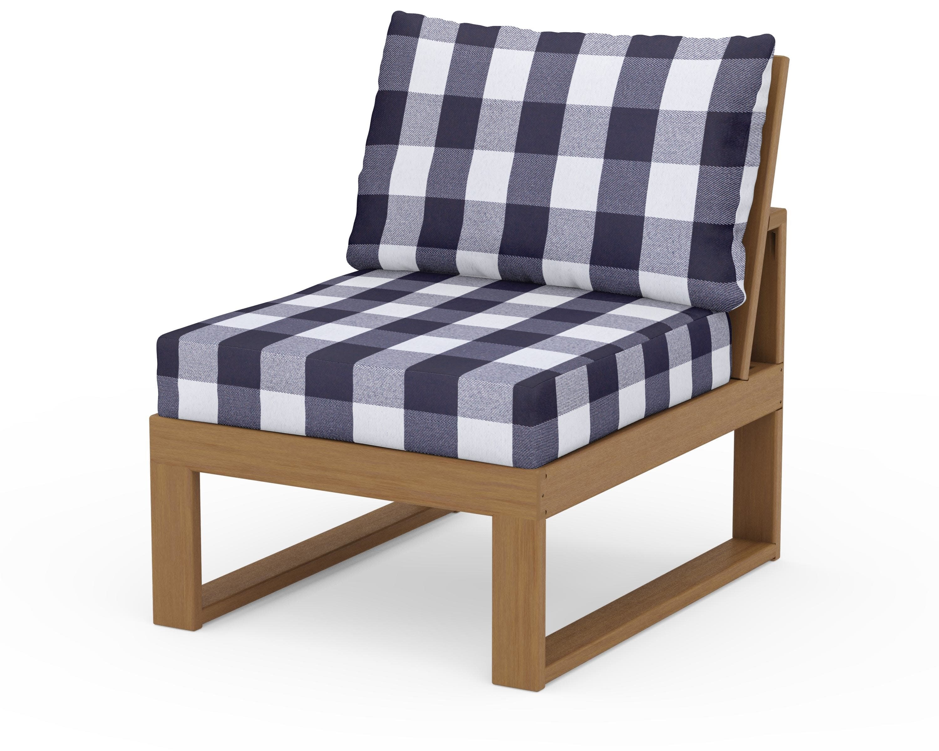Modular Armless Chair in Natural / Buffalo Plaid Navy