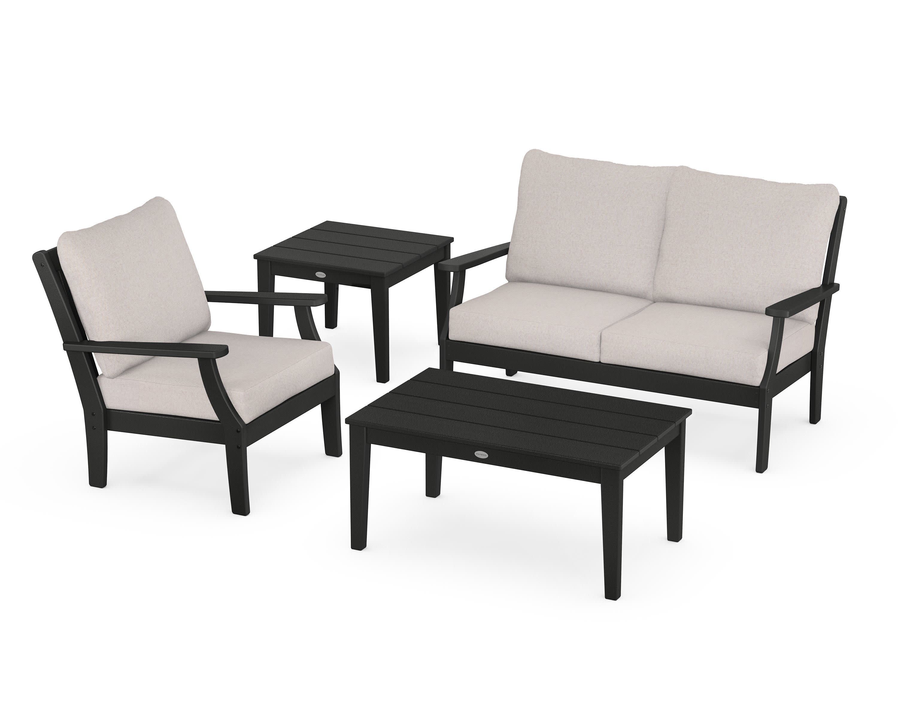 Braxton 4-Piece Deep Seating Set in Black / Dune Burlap