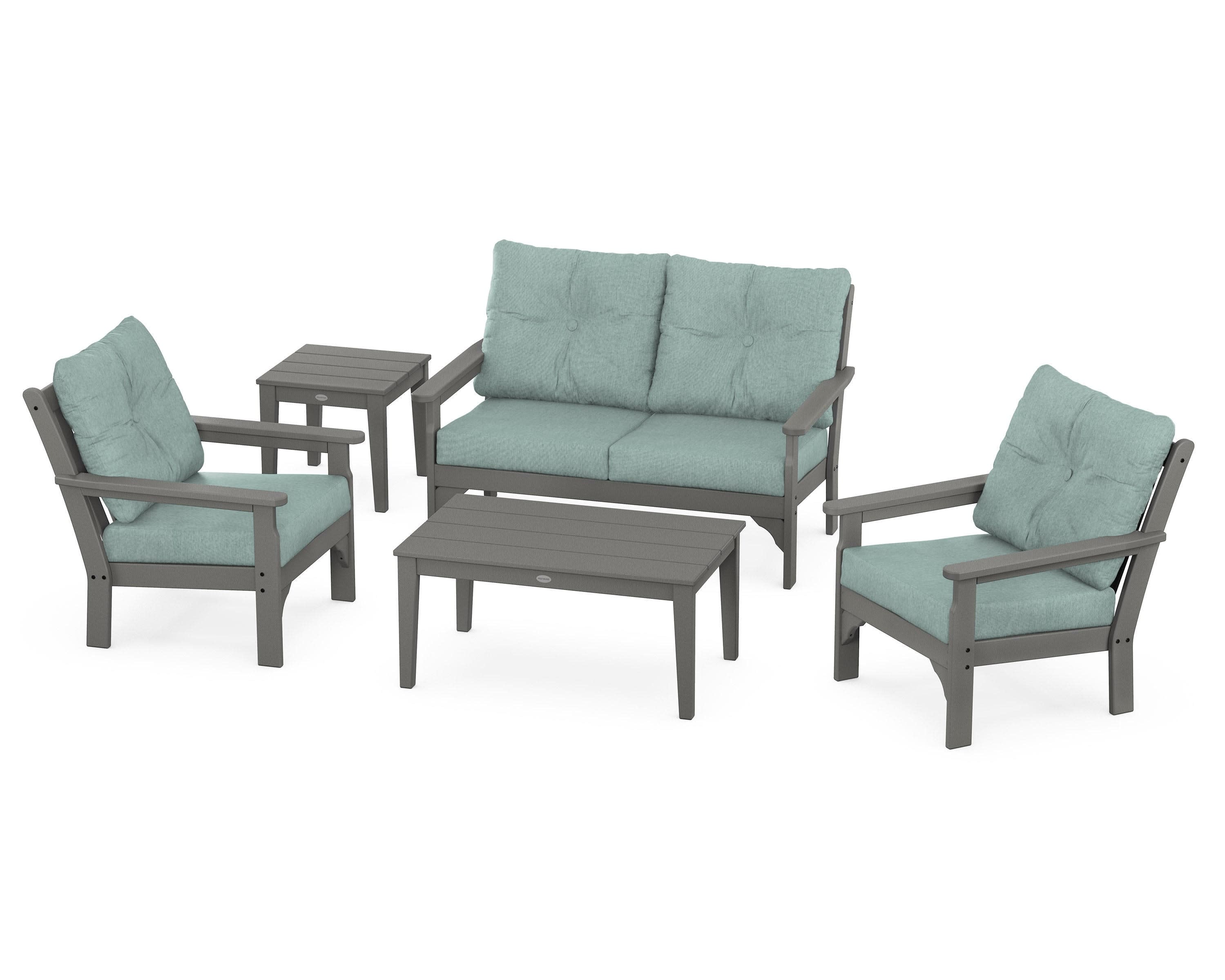Vineyard 5-Piece Deep Seating Set in Slate Grey / Glacier Spa