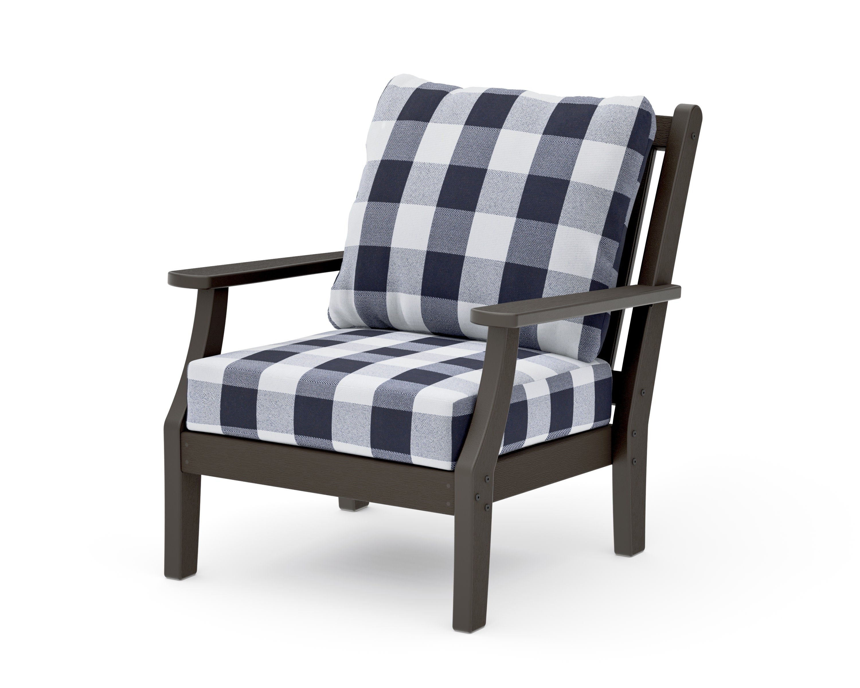 Wovendale Deep Seating Chair in Vintage Coffee / Buffalo Plaid Navy