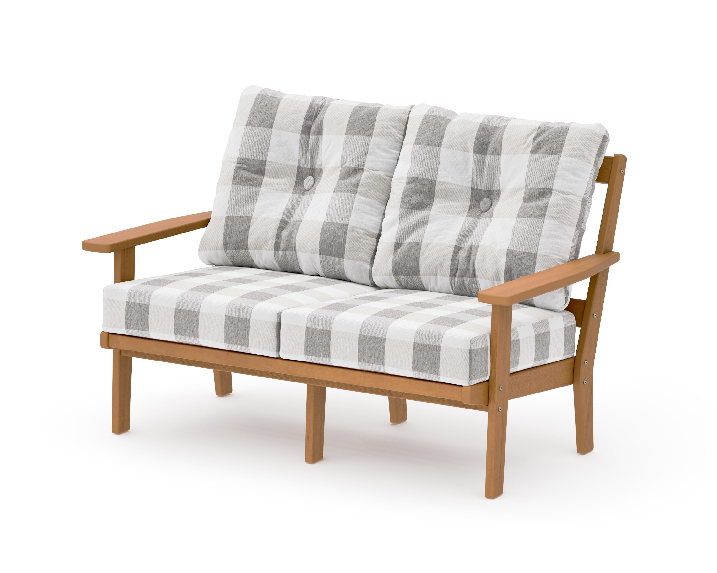 Prairie Deep SeatingLoveseat in Natural / Buffalo Plaid Grey Mist