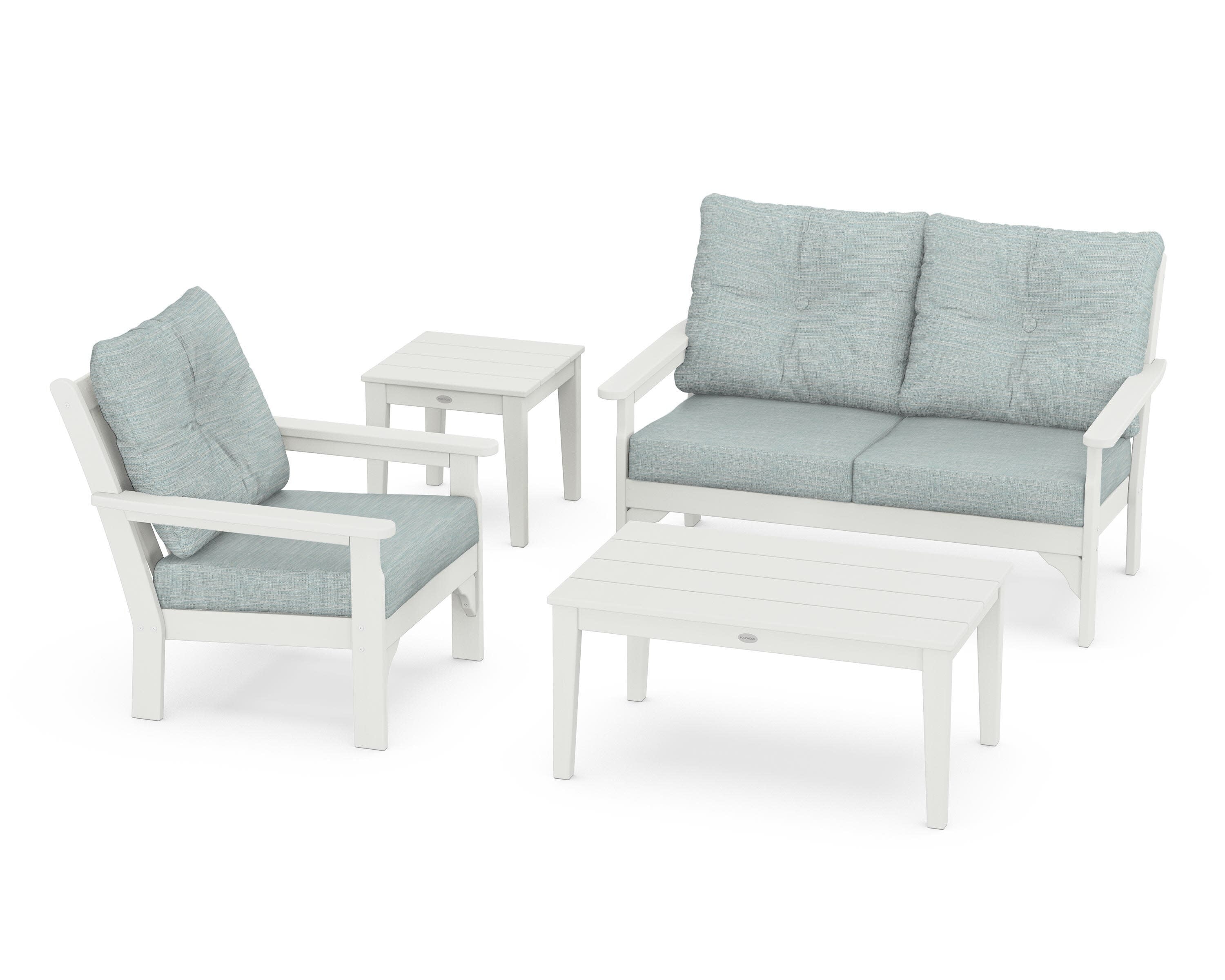 Vineyard 4-Piece Deep Seating Set in Vintage White / Soothe Mist