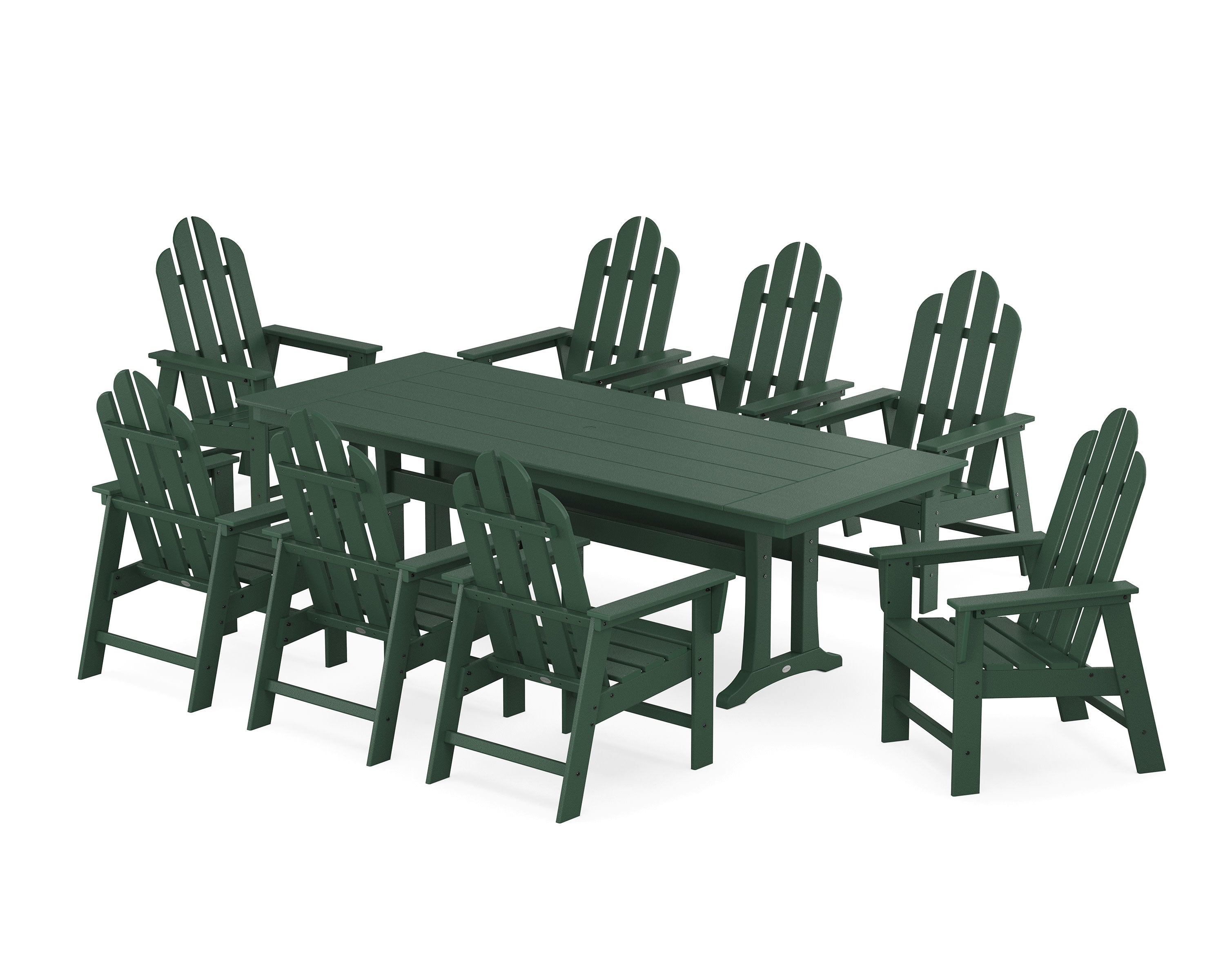 Long Island 9-Piece Farmhouse Dining Set with Trestle Legs in Green