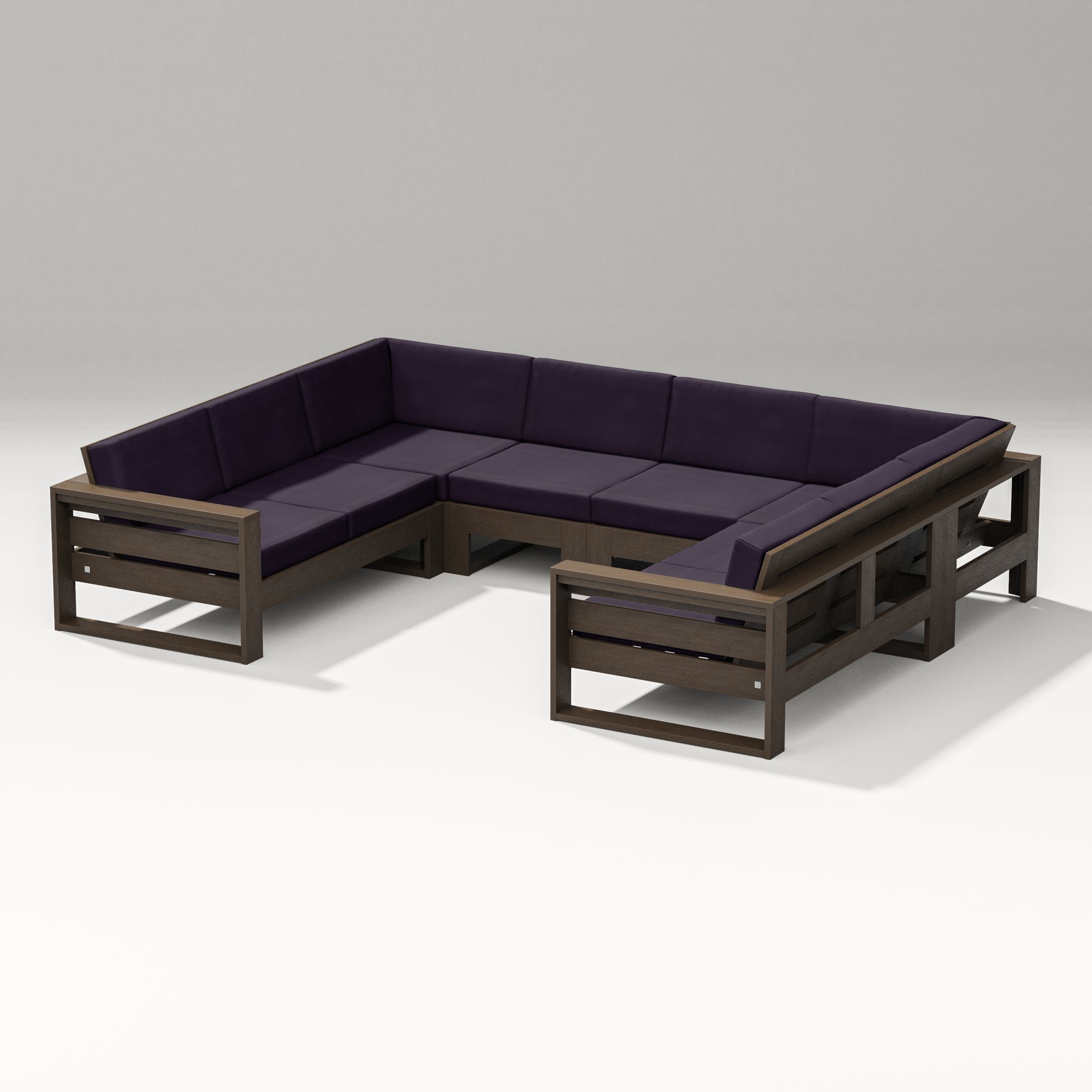 Latitude U-Shaped Sectional in Kona / Navy Linen