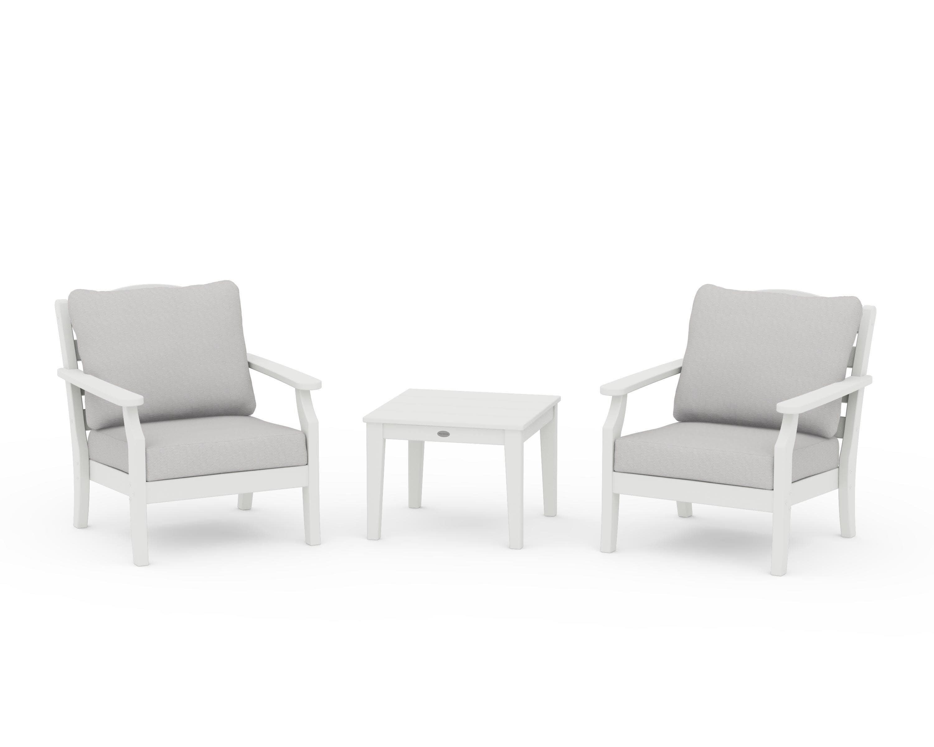 Savannah 3-Piece Deep Seating Set in Vintage White / Diamond in the Rough