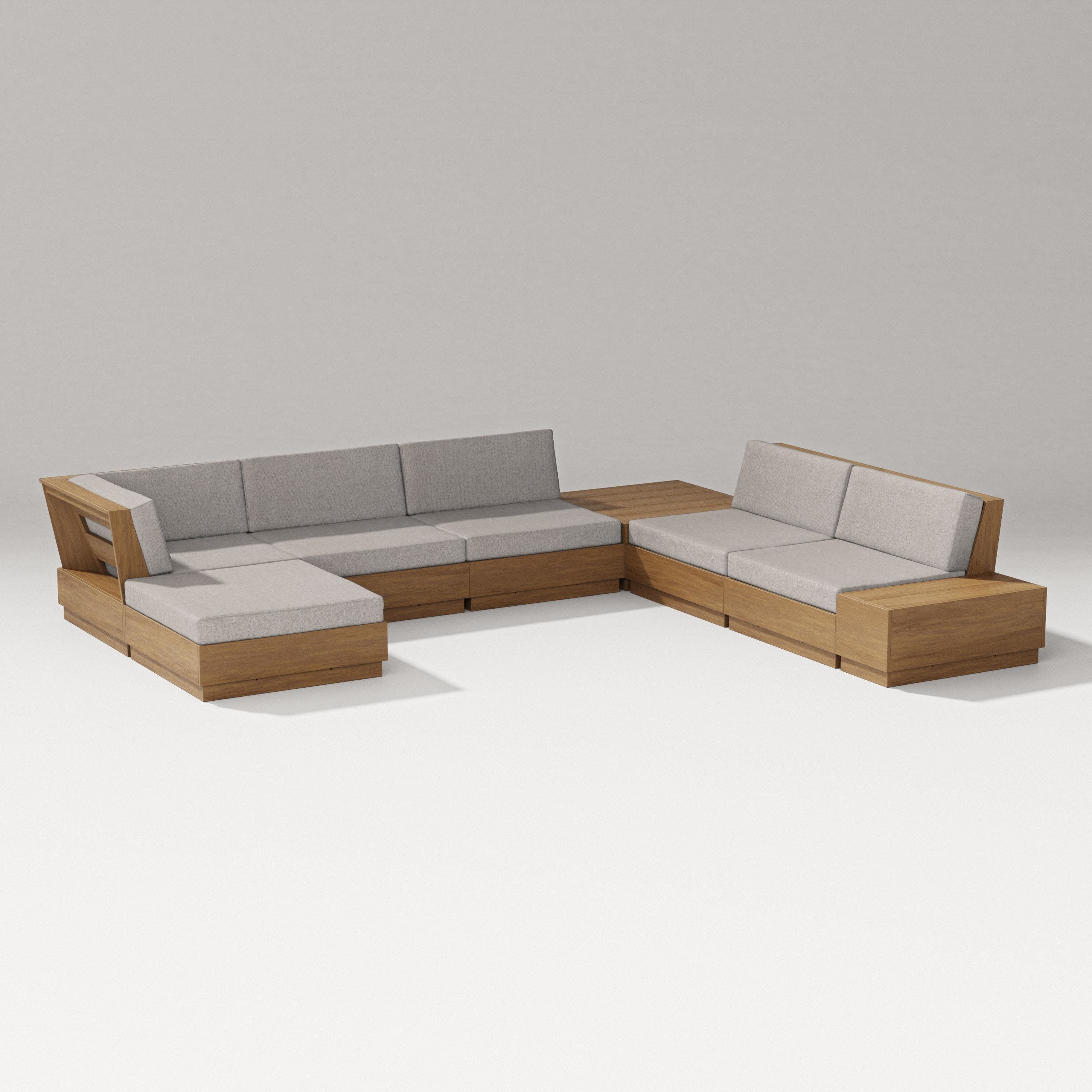 Elevate 8-Piece Corner Sectional in Natural / Weathered Tweed