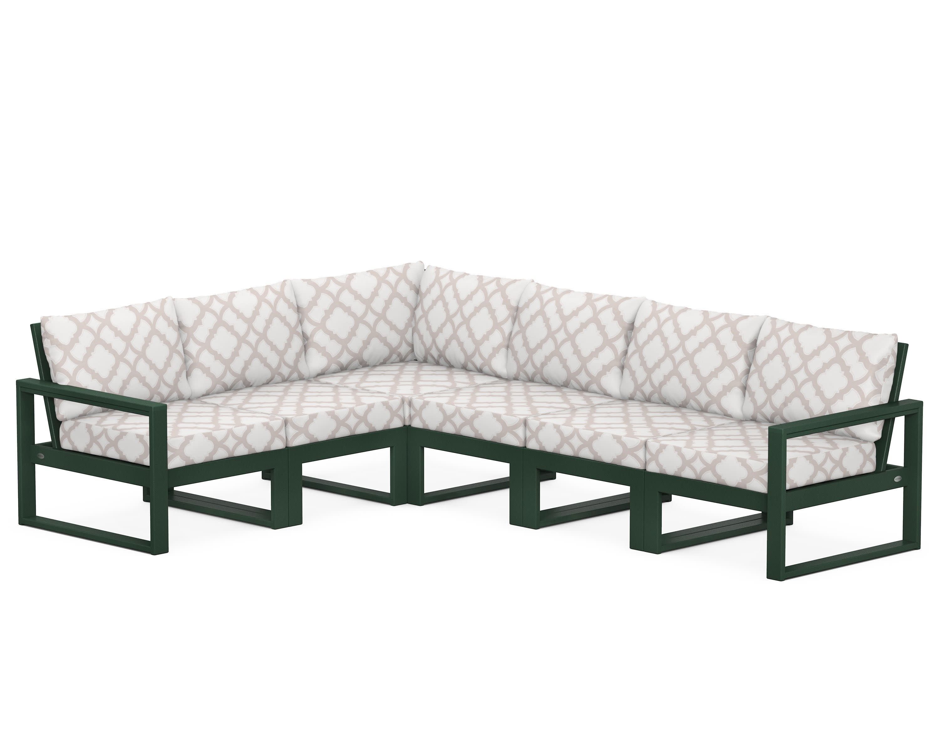 EDGE 6-Piece Modular Deep Seating Set in Green / Trellis Dune Burlap