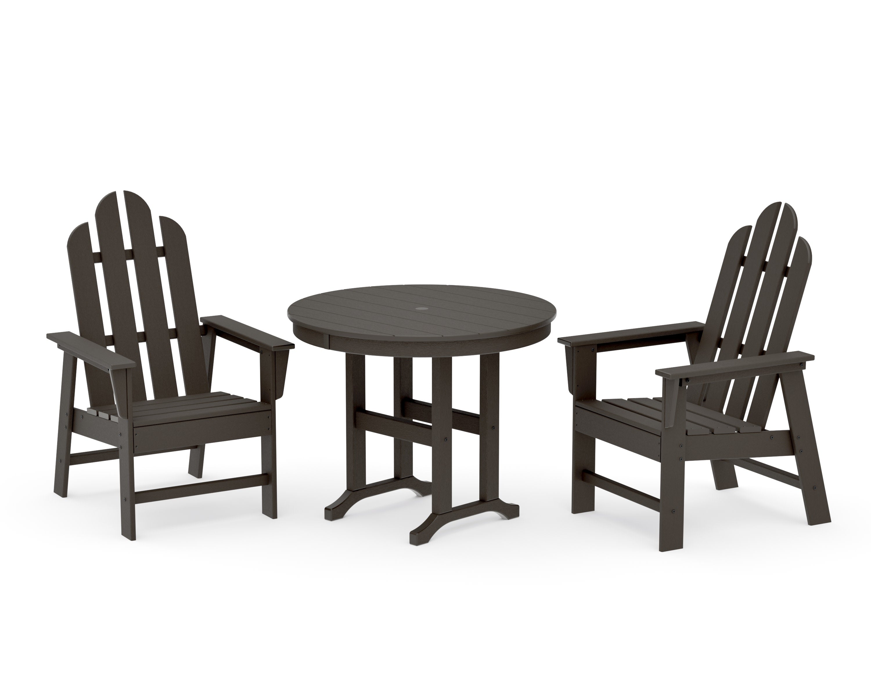 Long Island 3-Piece Round Dining Set in Vintage Coffee