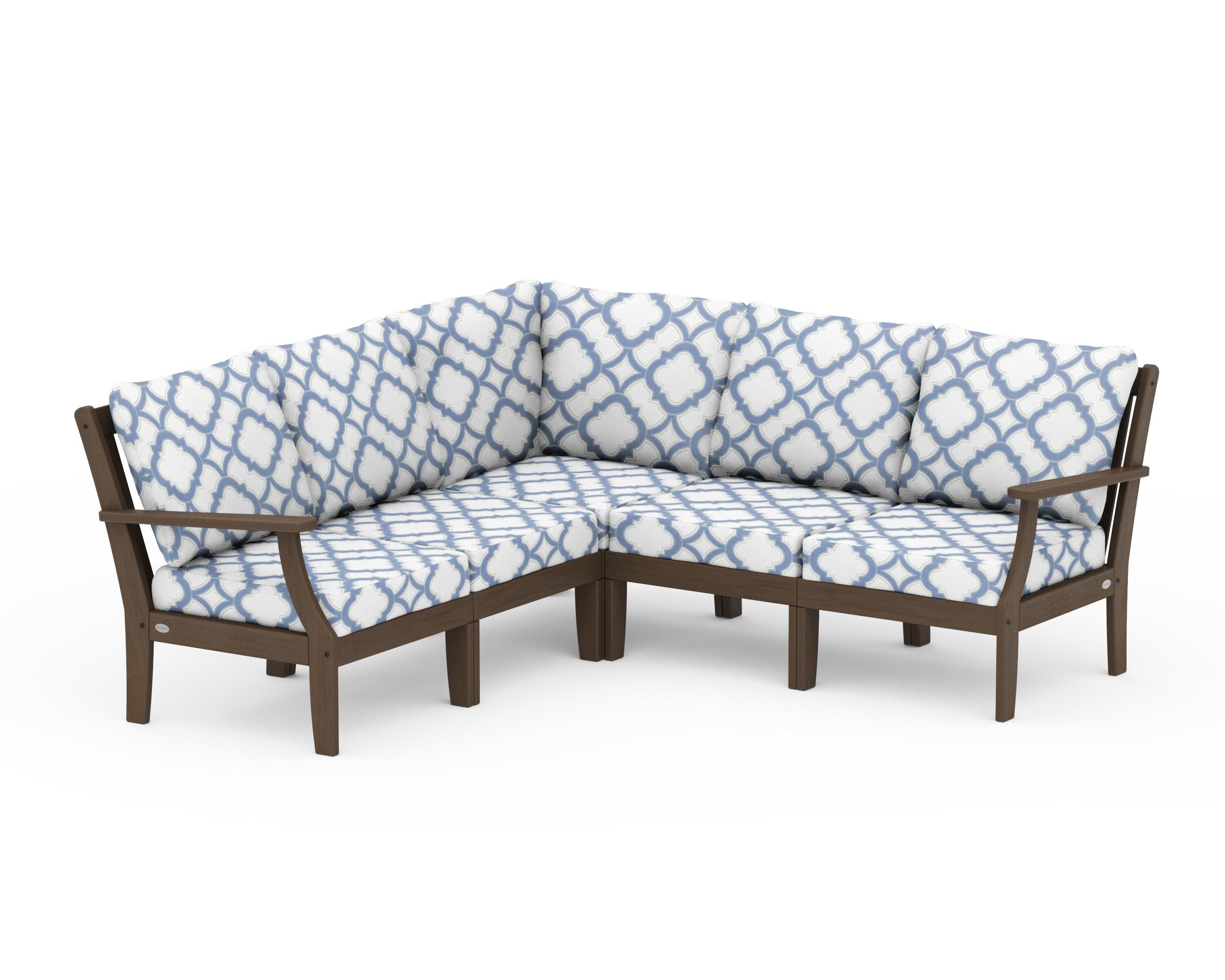 Braxton Modular 5-Piece Deep Seating Set in Kona / Trellis Sky Blue